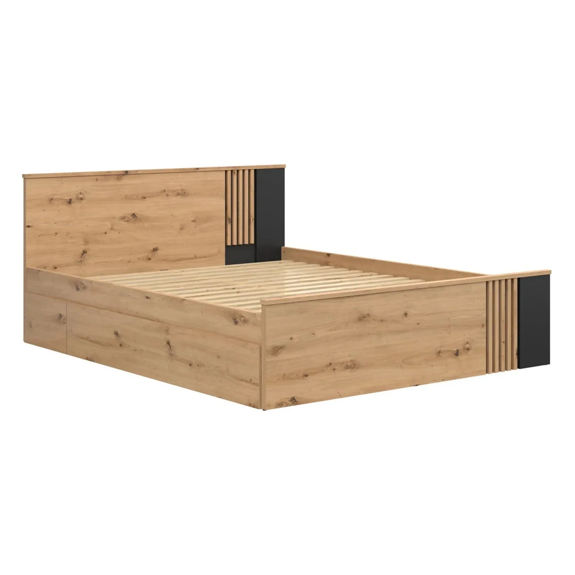 Cadru pat 160x200 BERGEN OCN-28727, stejar artisan/negru mat