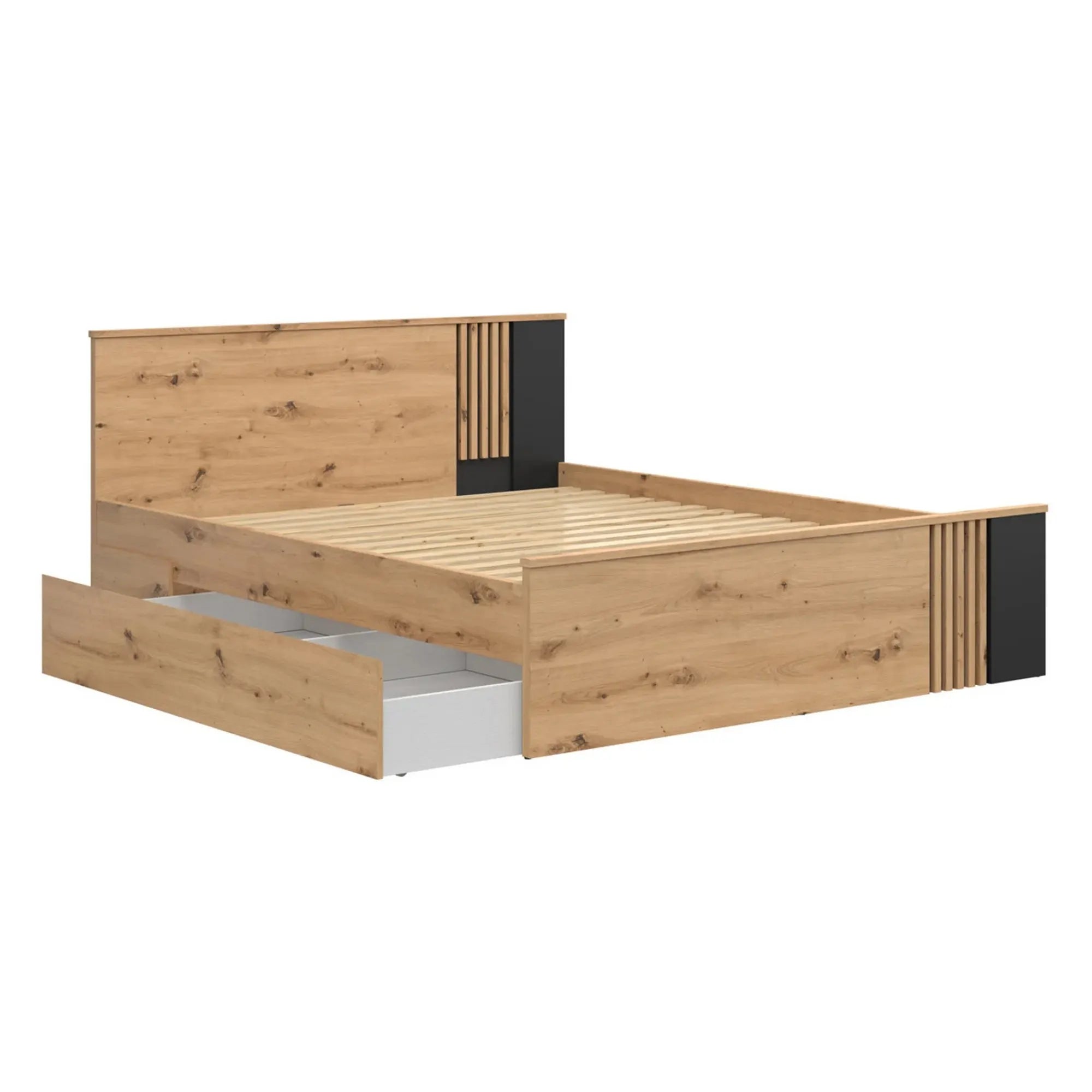 Cadru pat 160x200 BERGEN OCN-28727, stejar artisan/negru mat