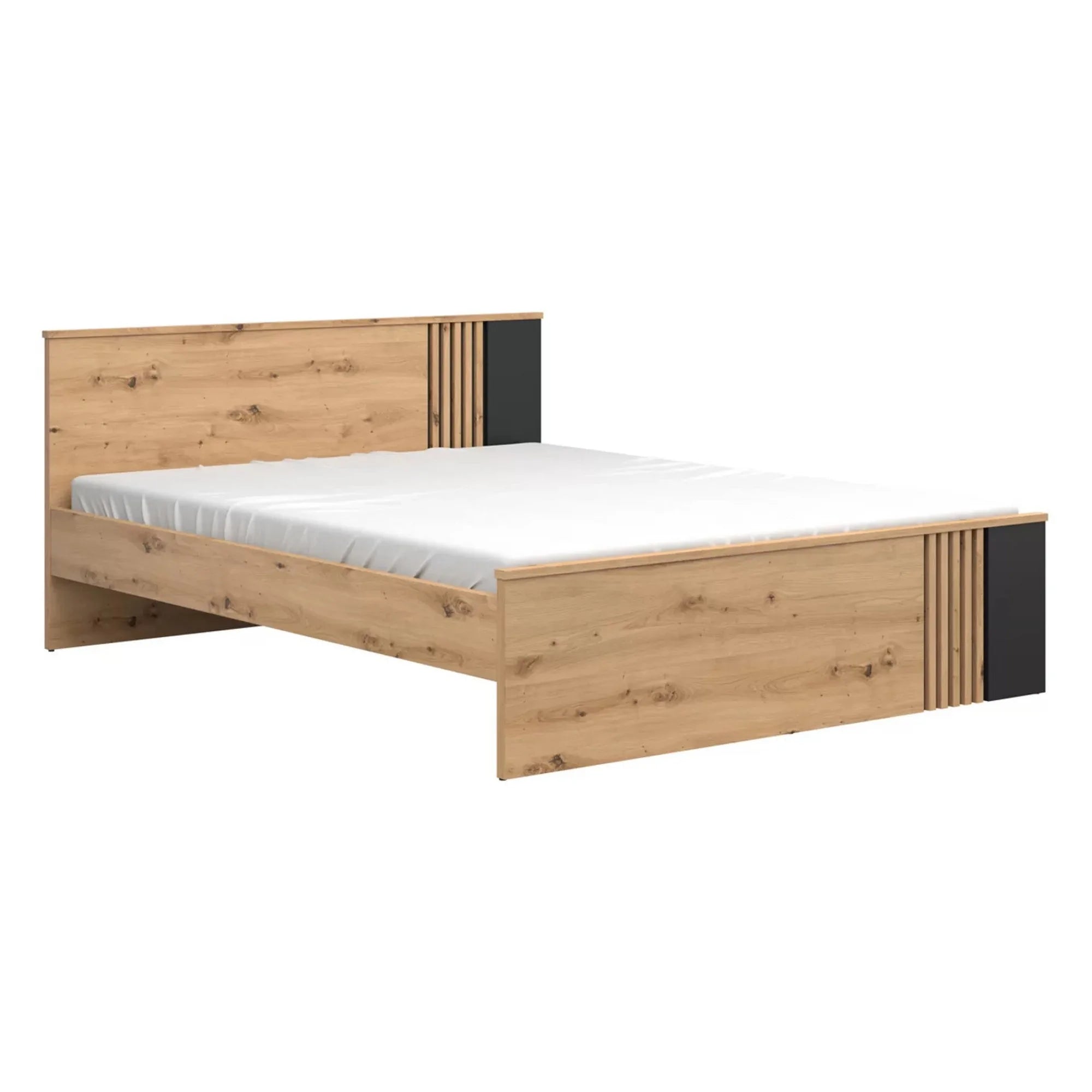 Cadru pat 160x200 BERGEN OCN-28727, stejar artisan/negru mat