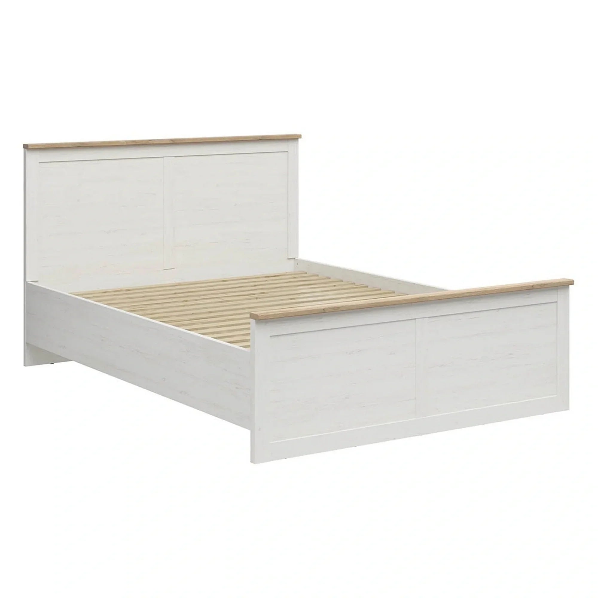 Cadru pat 160x200 BERGEN OCN-28738, pin alb/stejar grandson