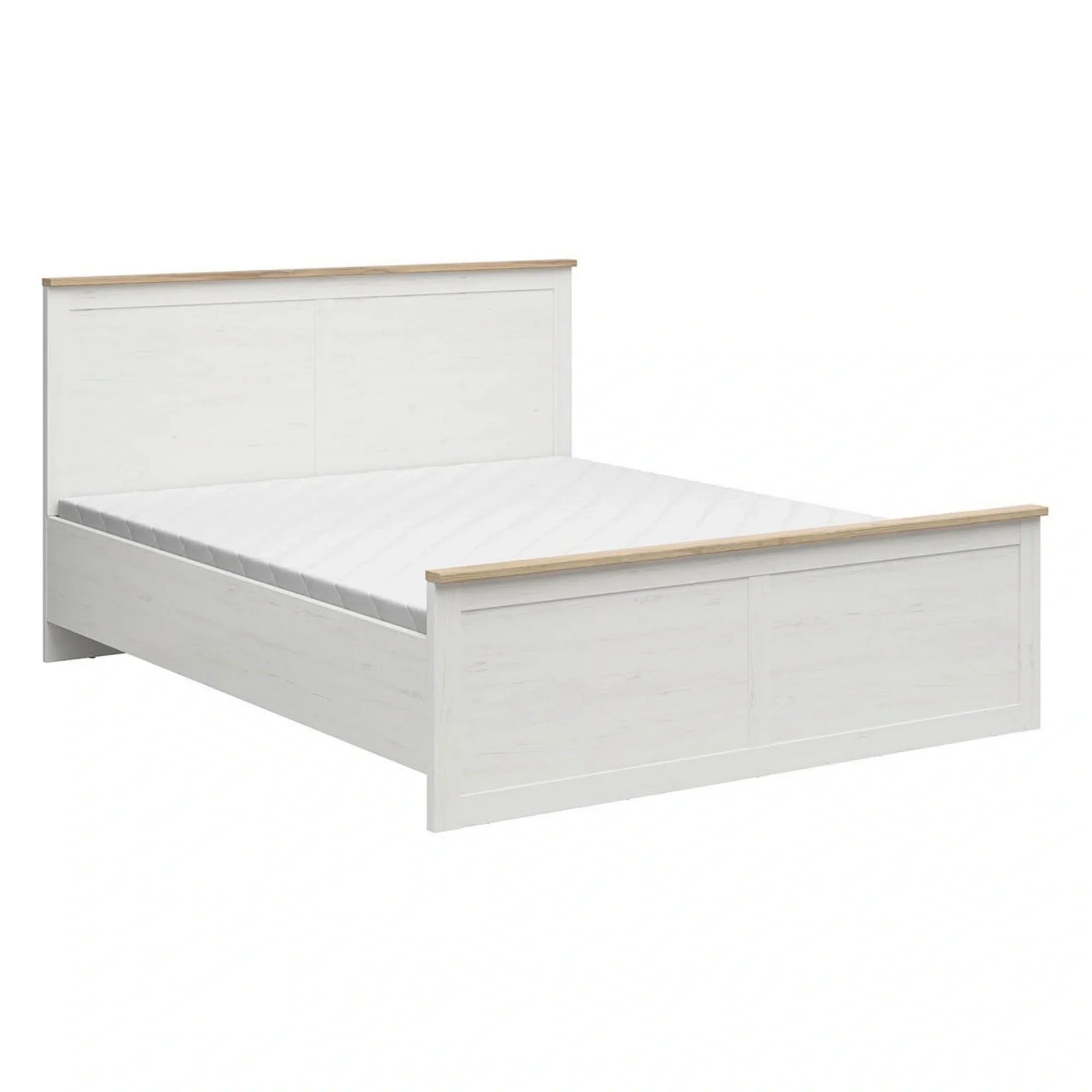 Cadru pat 180x200 BERGEN OCN-28742, pin alb/stejar grandson