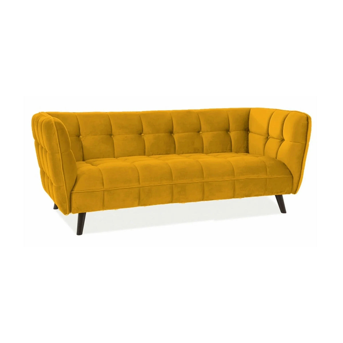Canapea CASTELLO 3, galben/wenge, stofa catifelata/lemn/PAL, 200x85x78 cm
