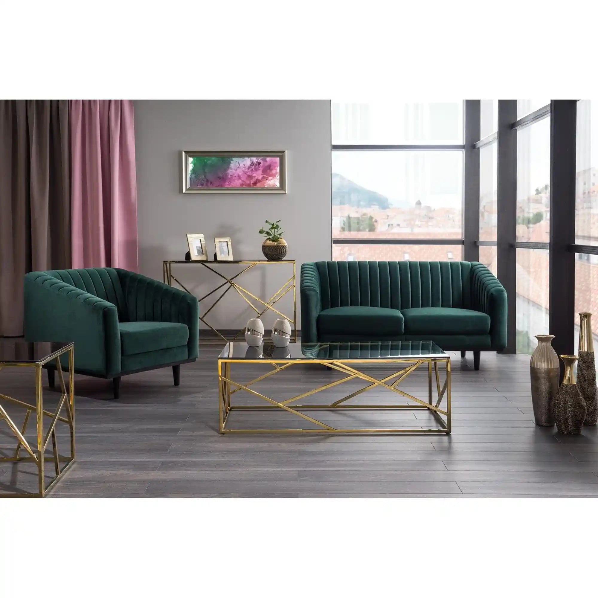 Canapea DETROIT OCN-40052, verde/wenge