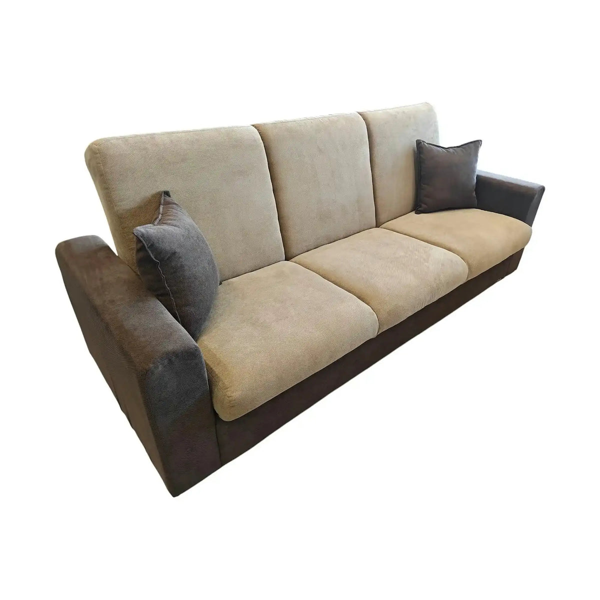 Canapea extensibila RE, stofa clasica bej - Soro 8/maro - Soro 28, cu lada depozitare, 225x90x95 cm
