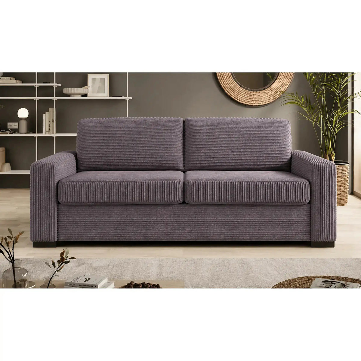Canapea extensibila VANILLA 160, stofa catifelata maro - Whisper 5, 220x98x87 cm