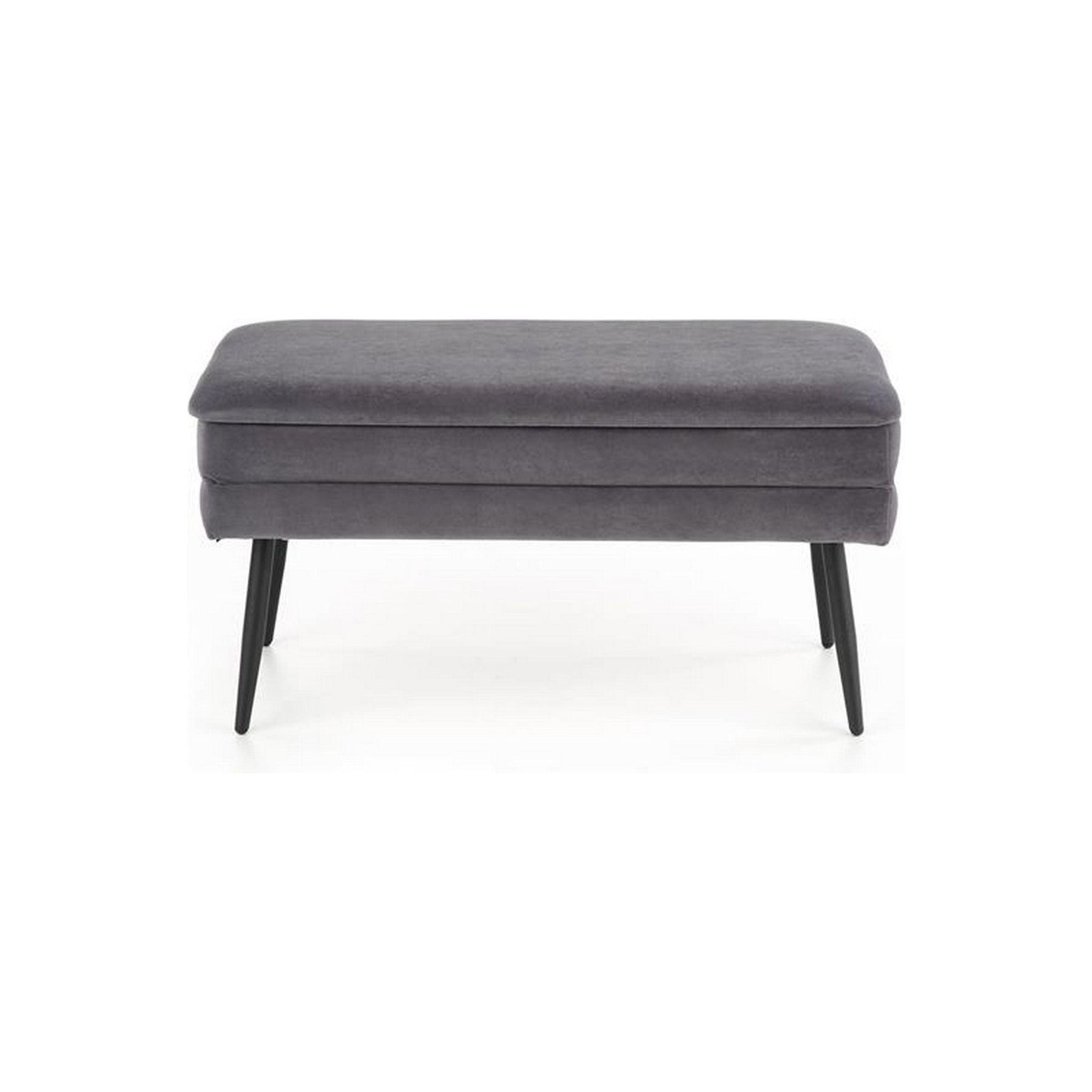 Bancuta VELVA, gri/negru, stofa catifelata/metal, cu spatiu pentru depozitare, 78x35x40 cm