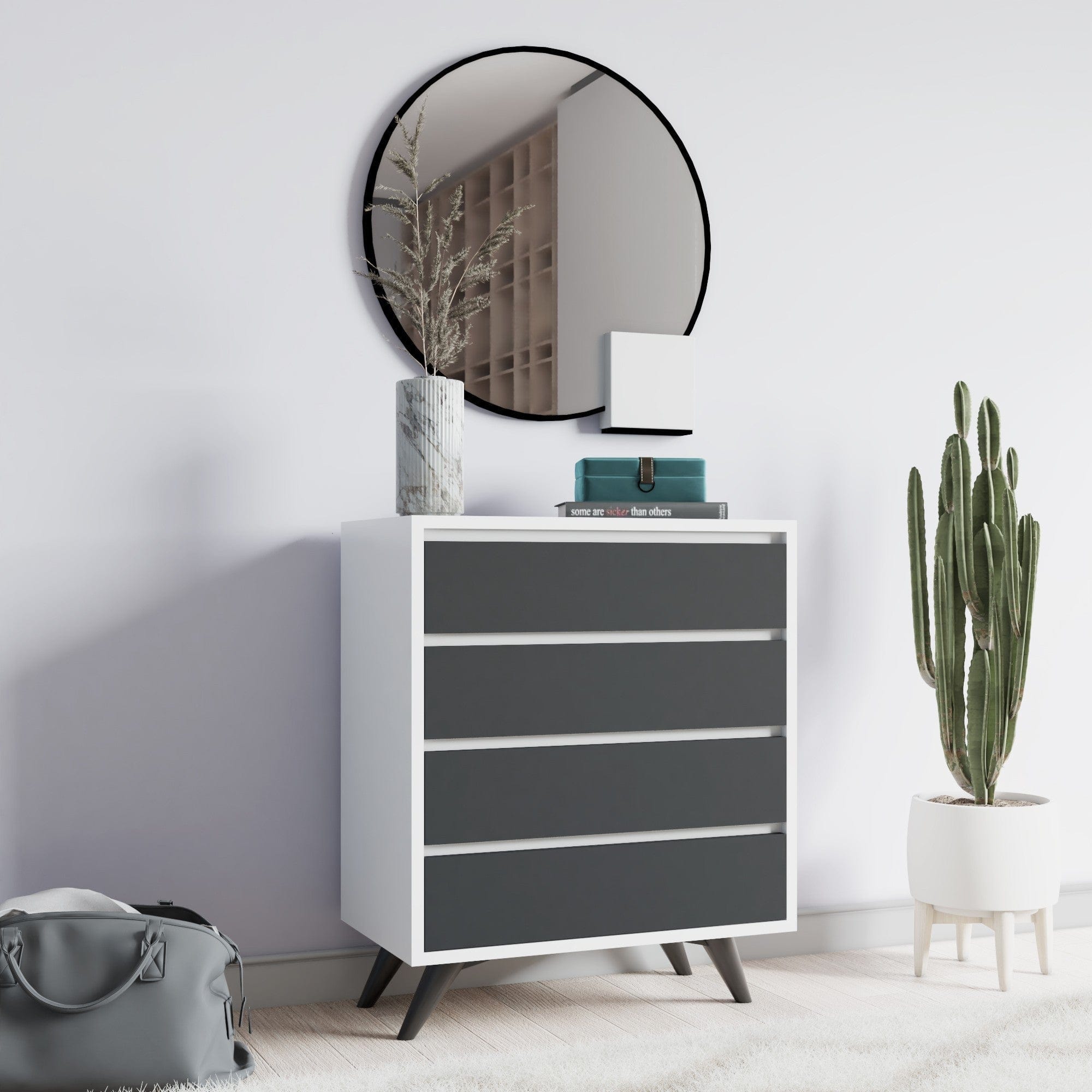 Comoda AMSTERDAM OCN-34107, gri antracit/alb