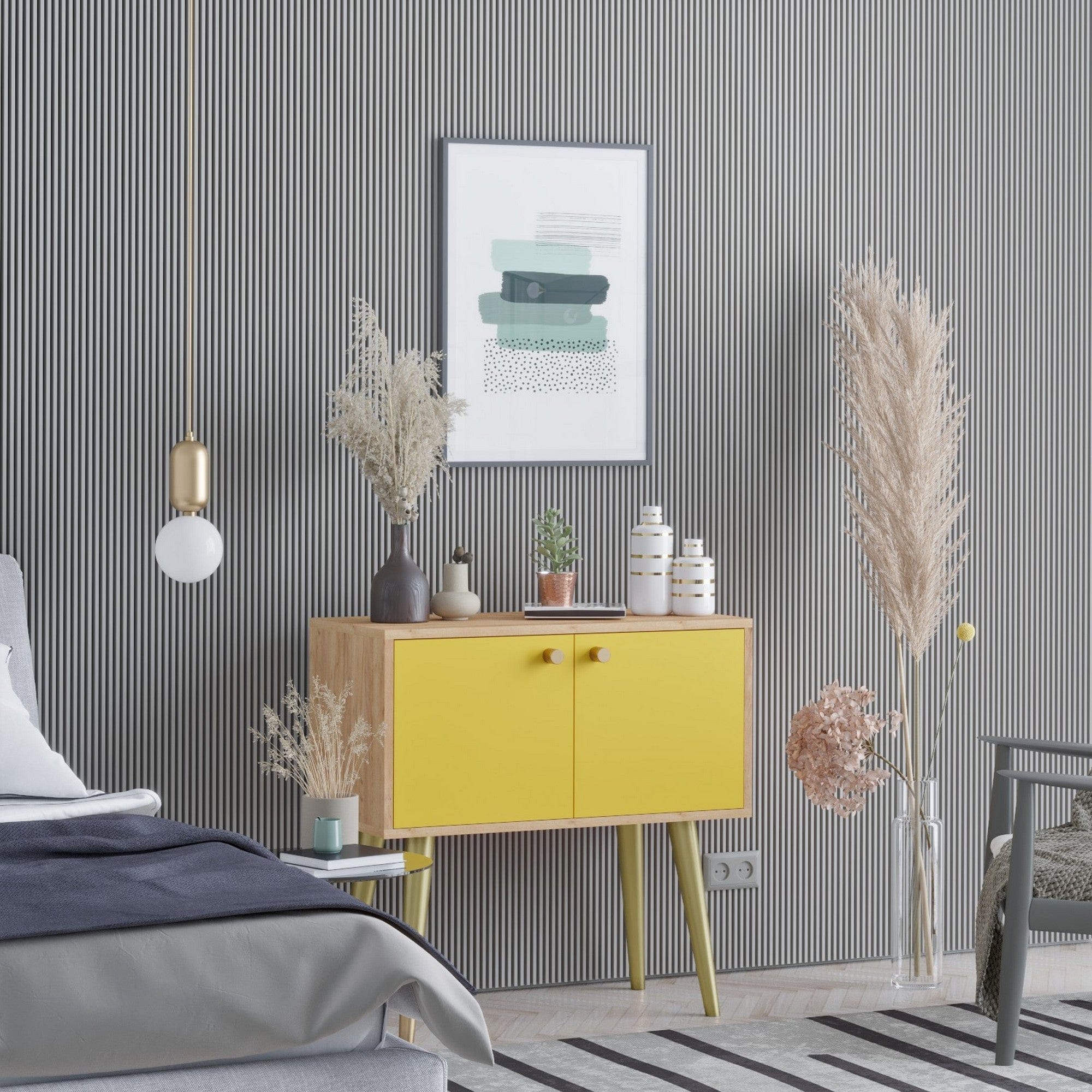 Comoda AMSTERDAM OCN-34111, galben/stejar