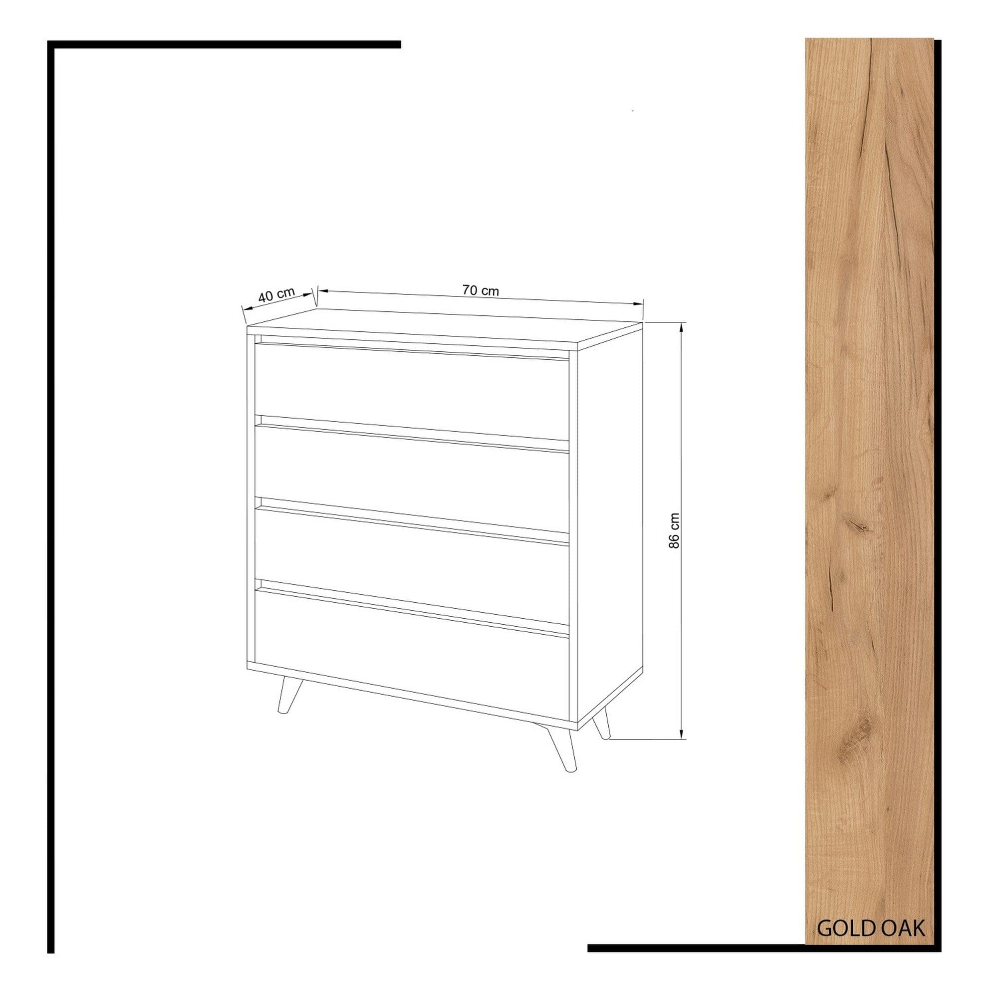 Comoda AMSTERDAM OCN-34116, negru/stejar