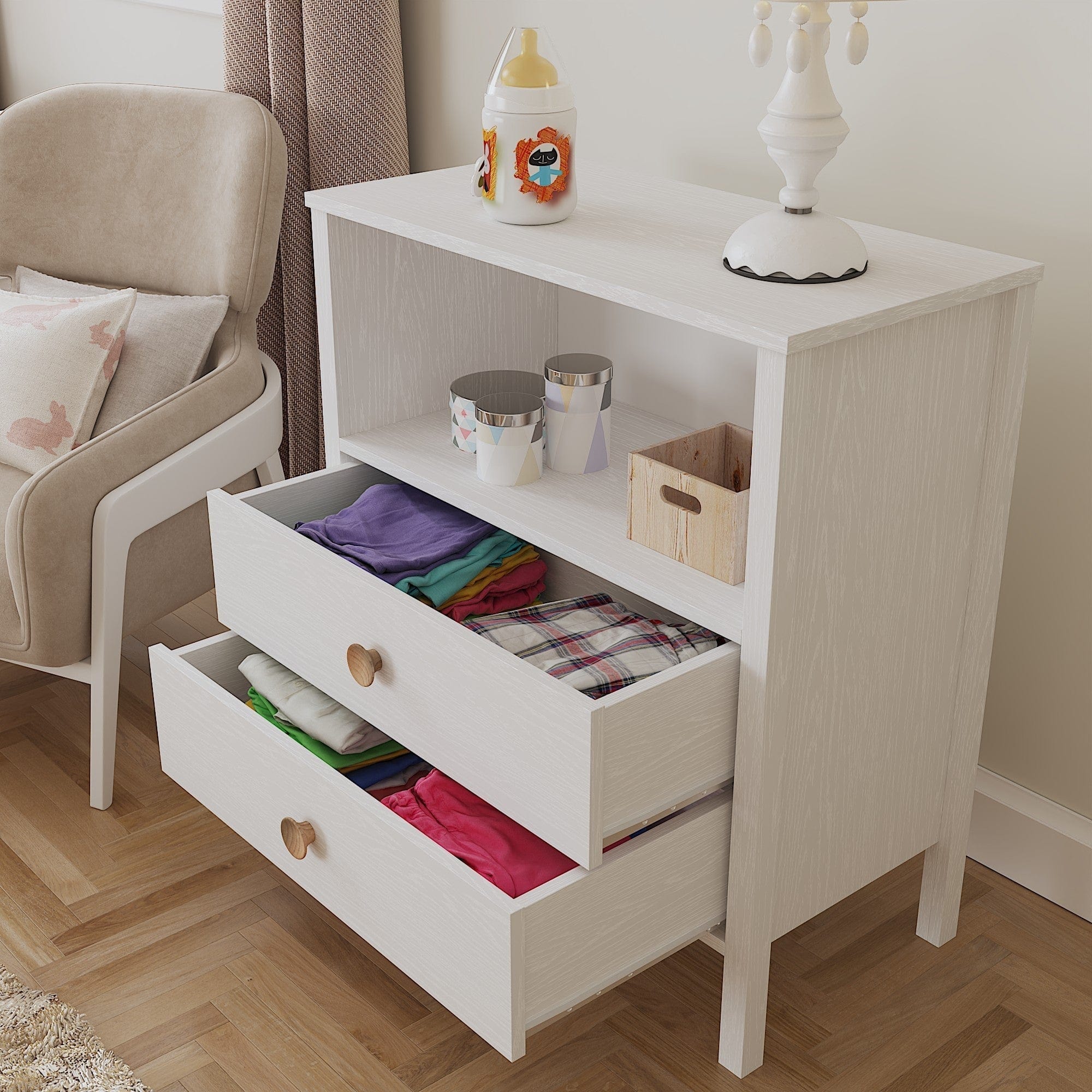 Comoda AMSTERDAM OCN-34182, alb/stejar