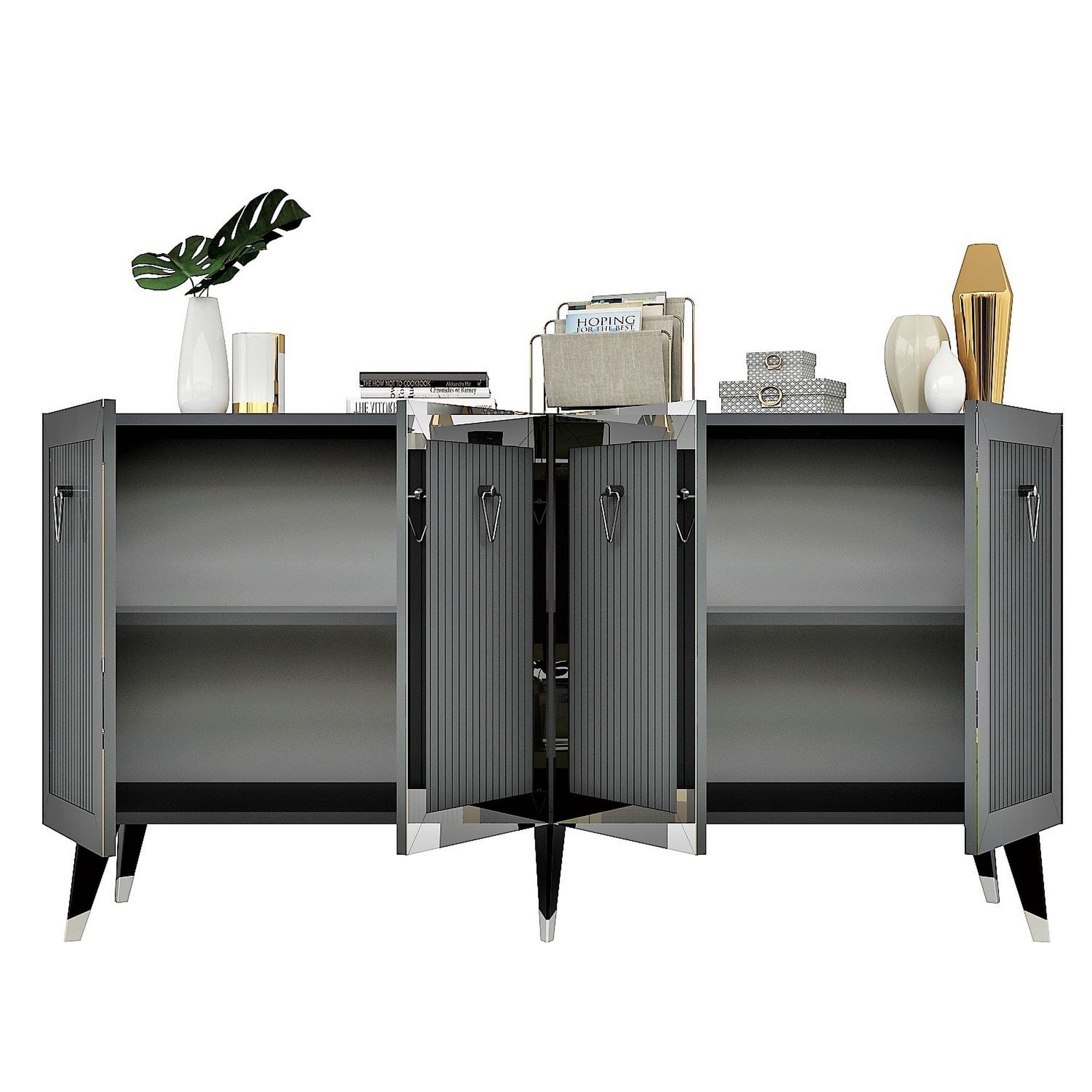 Comoda AMSTERDAM OCN-34217, gri antracit/argintiu