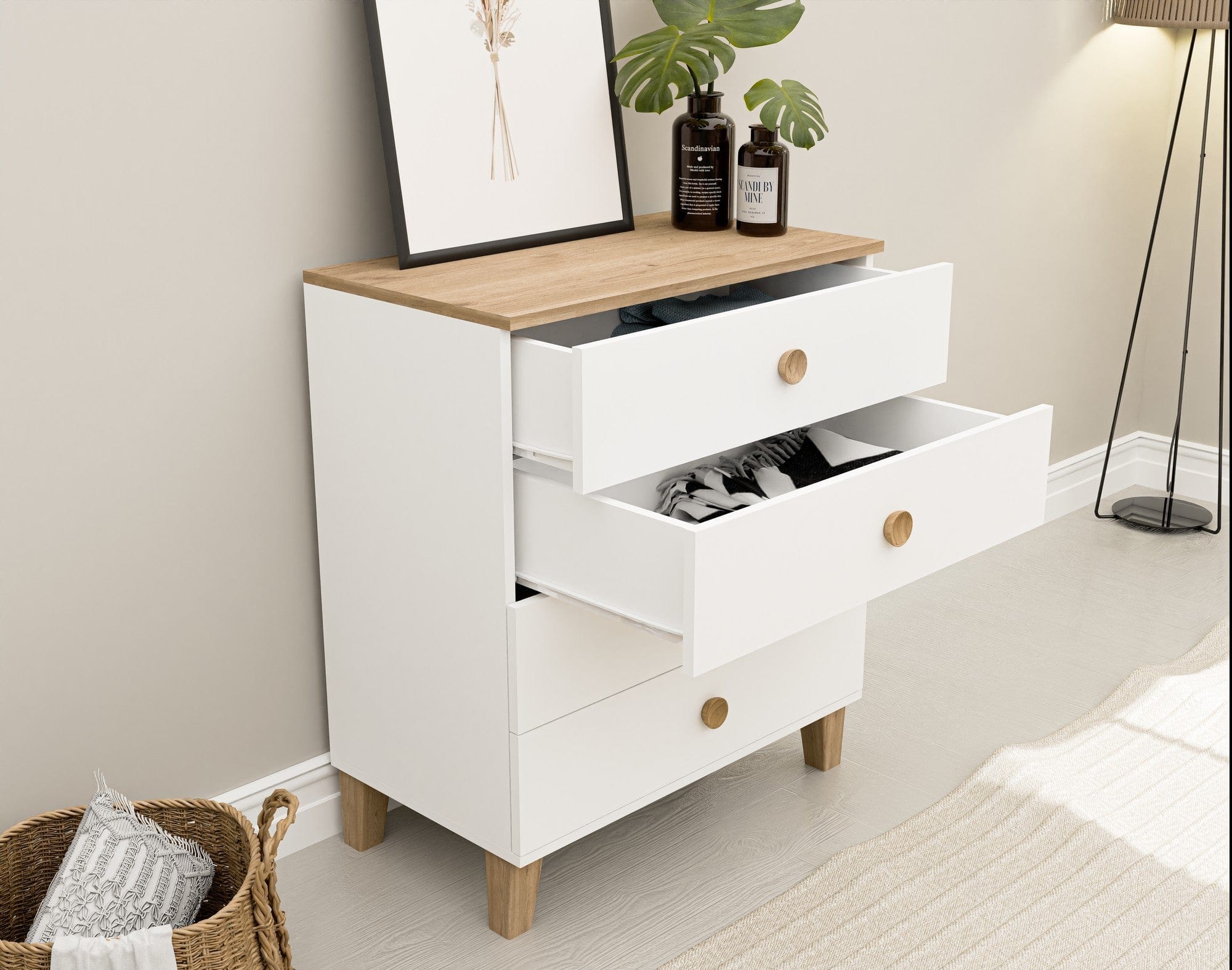 Comoda AMSTERDAM OCN-34226, alb/stejar