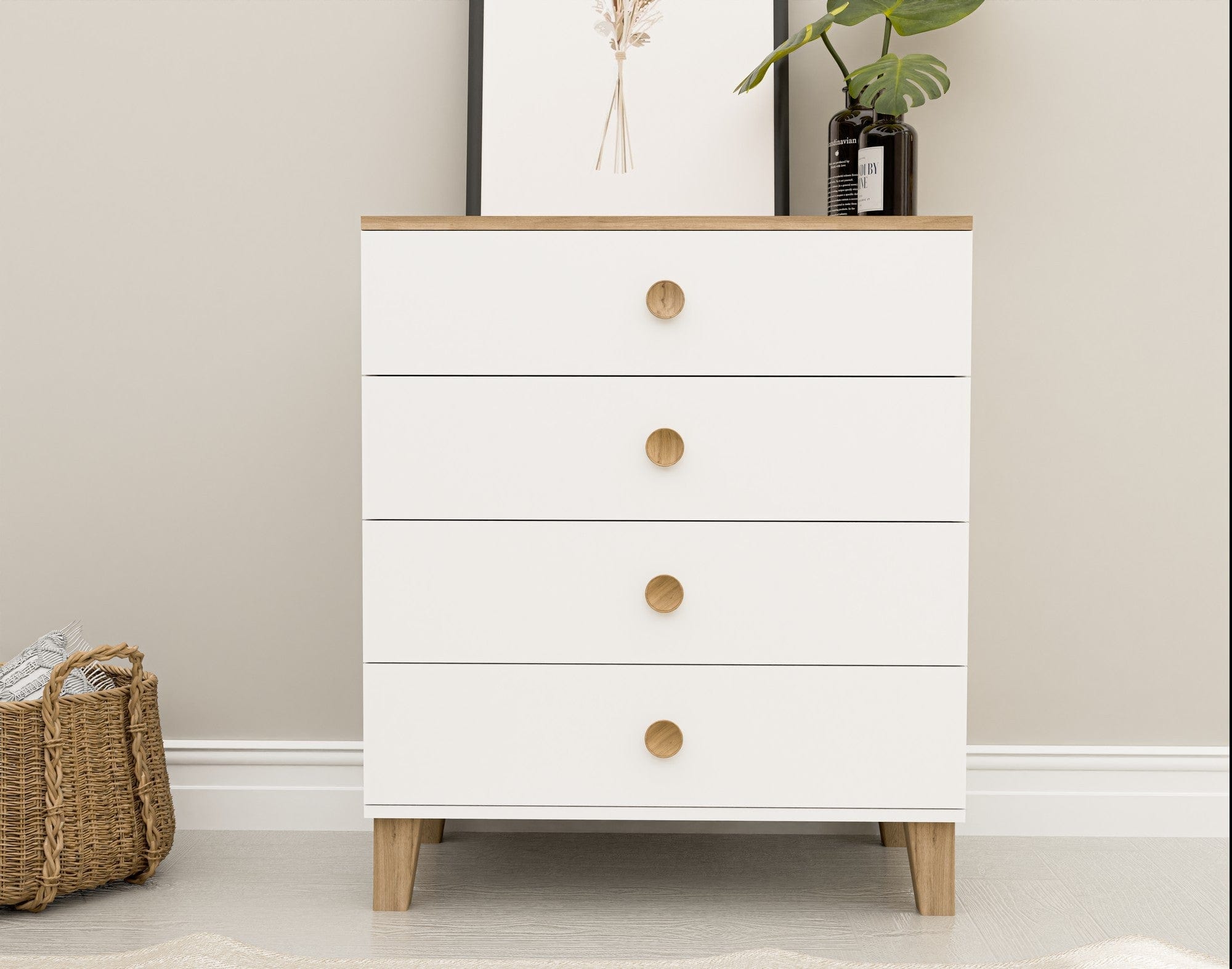 Comoda AMSTERDAM OCN-34226, alb/stejar