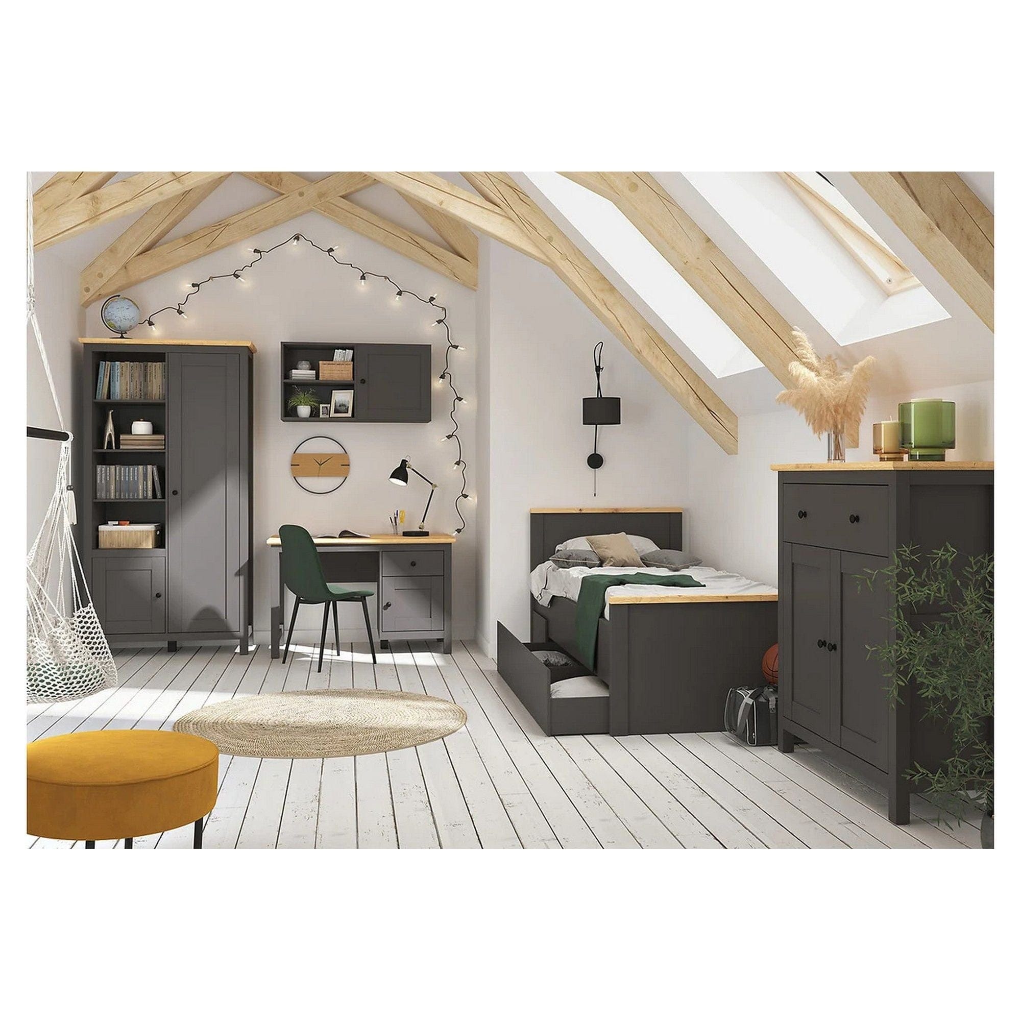 Comoda BERGEN OCN-29508, gri grafit/stejar artisan