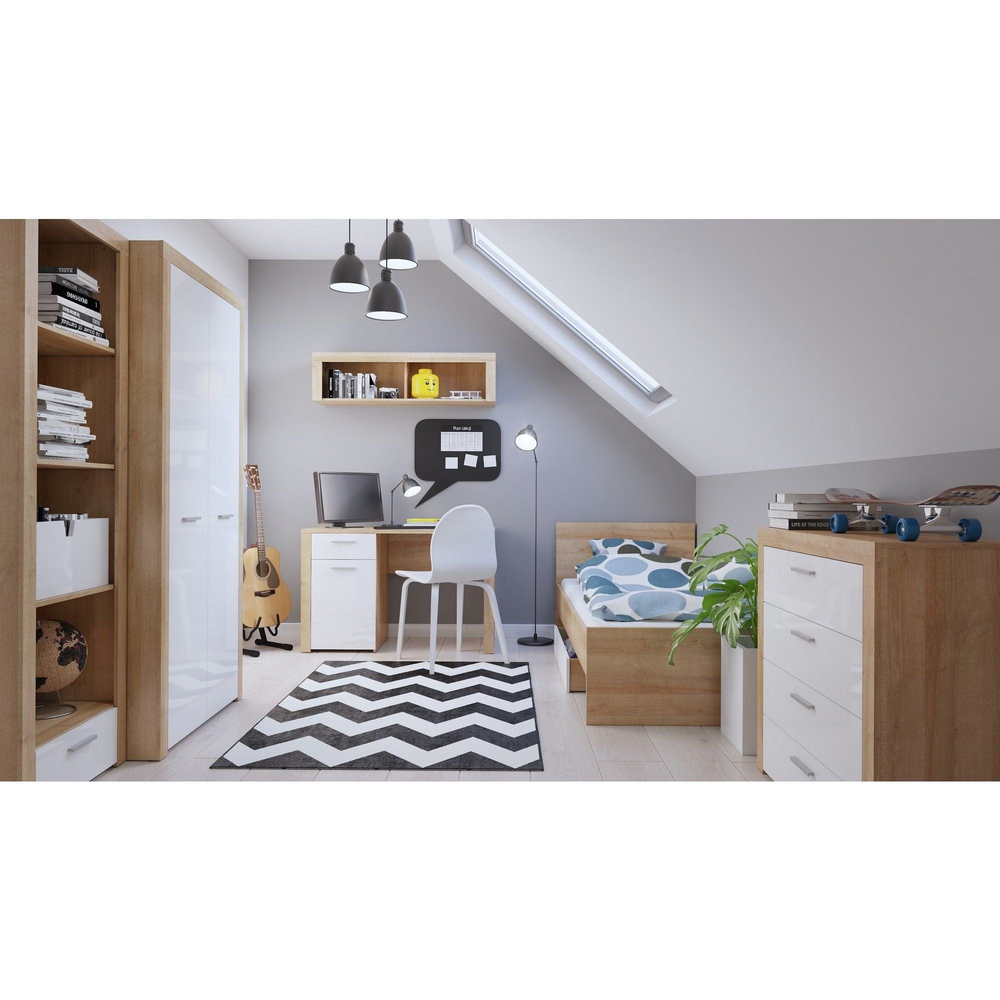 Comoda BERGEN OCN-29624, alb/stejar