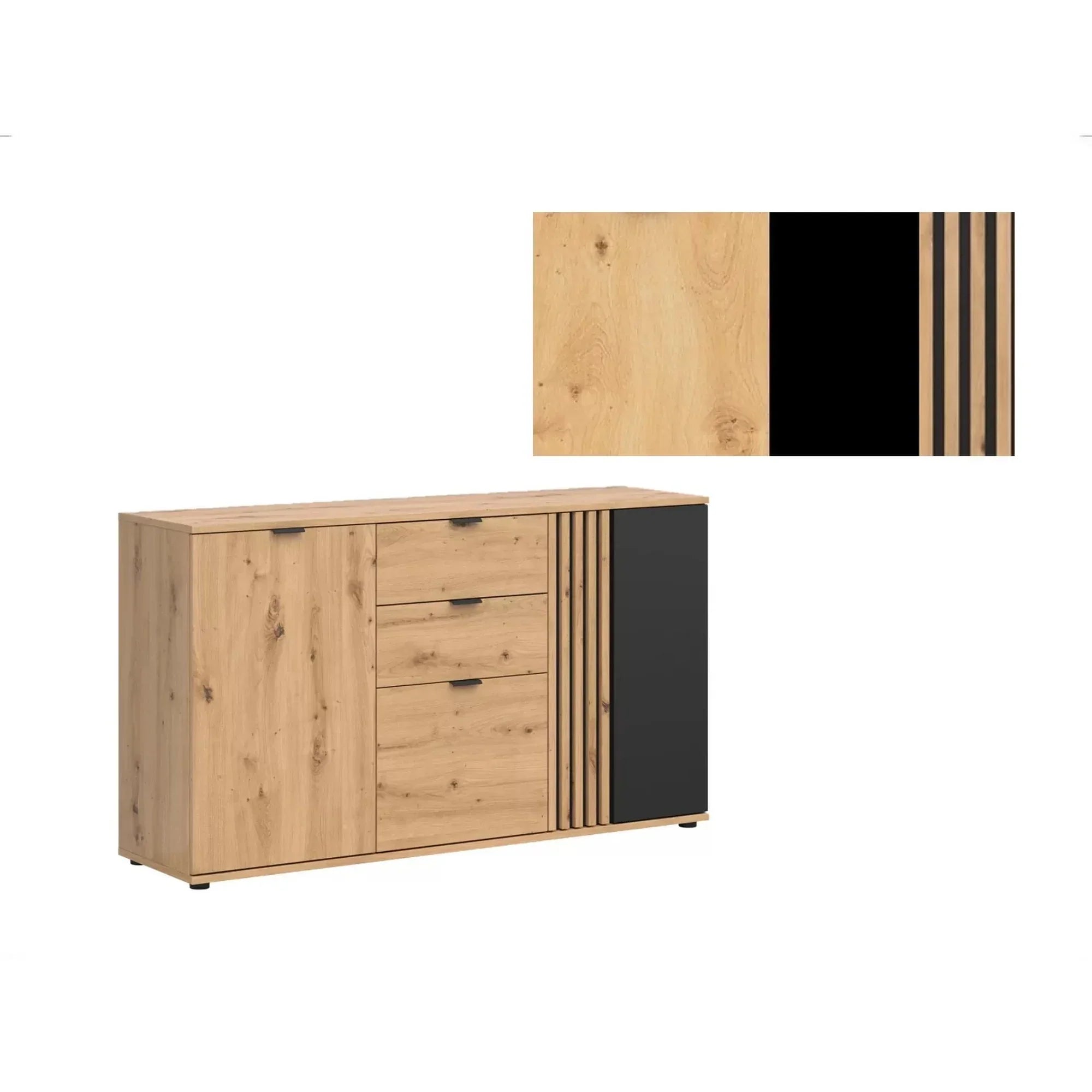 Comoda BERGEN OCN-29633, stejar artisan/negru mat