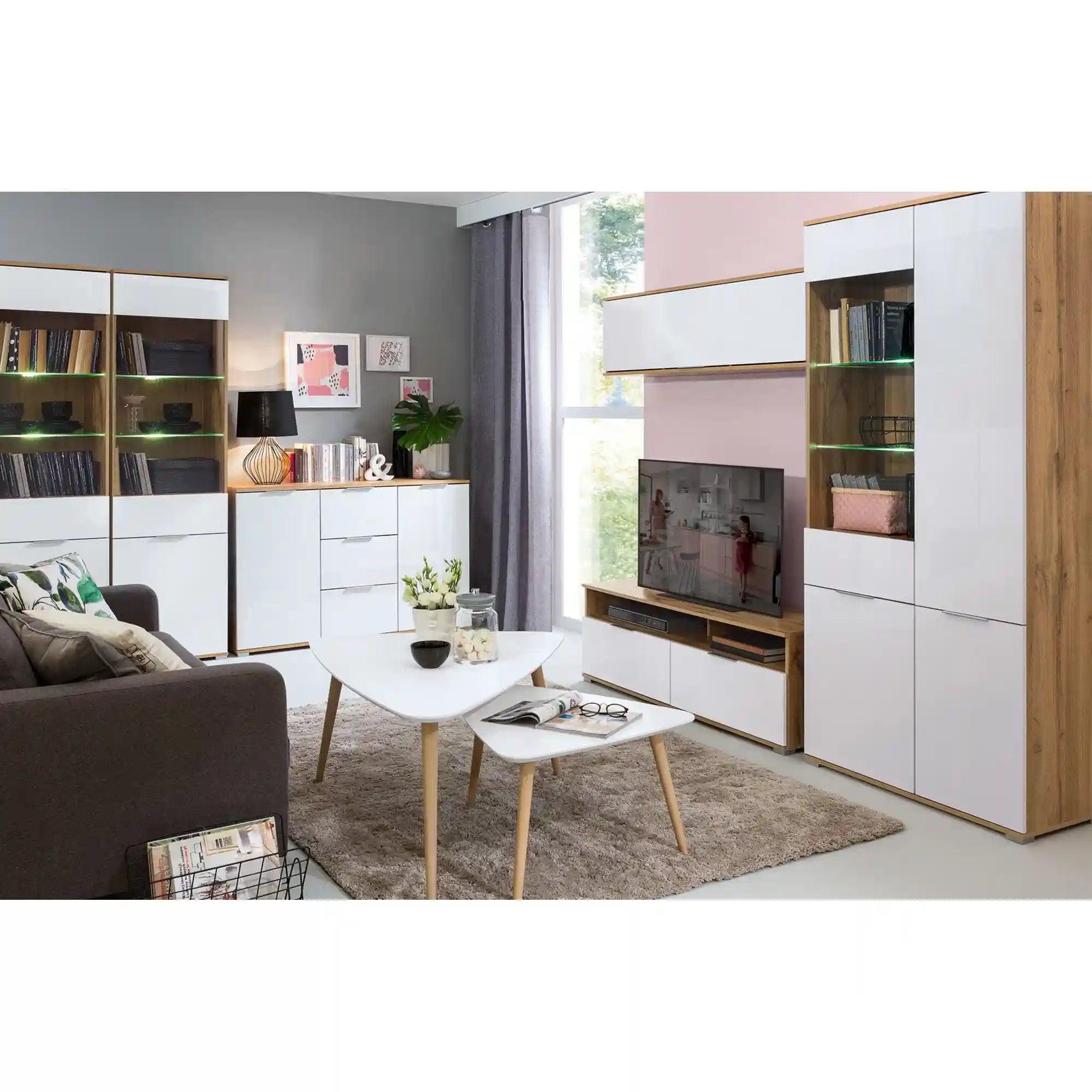 Comoda BERGEN OCN-29641, stejar wotan/alb lucios