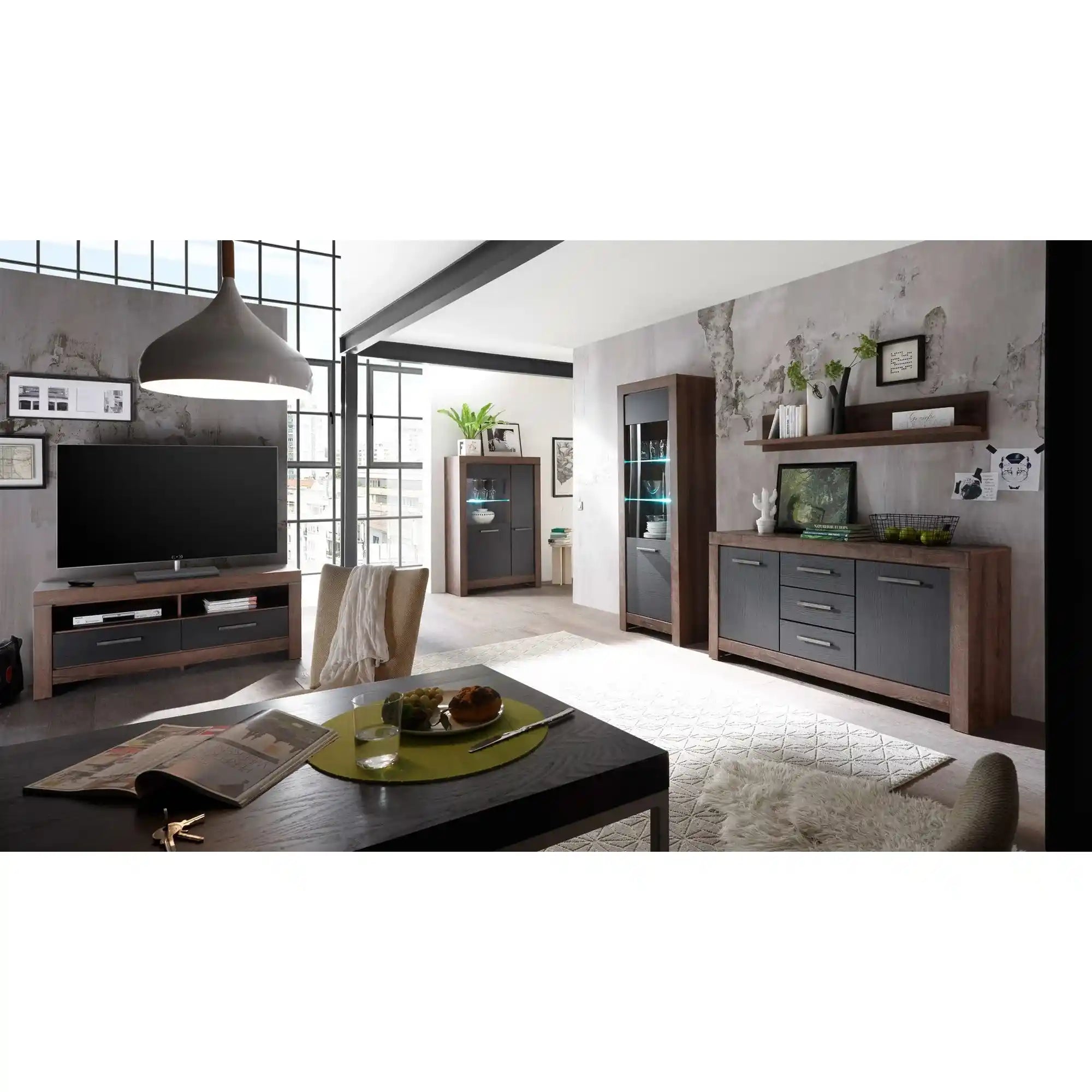 Comoda BERGEN OCN-29661, negru/stejar