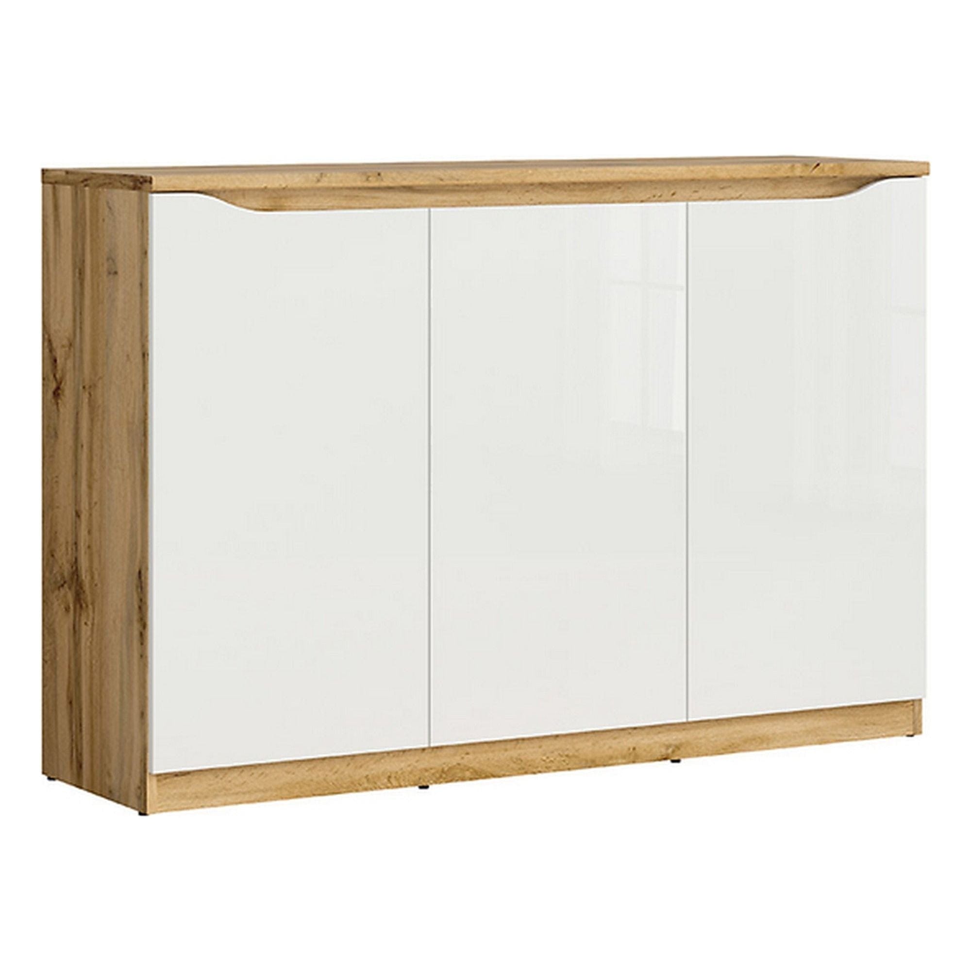 Comoda BERGEN OCN-29663, alb lucios/stejar