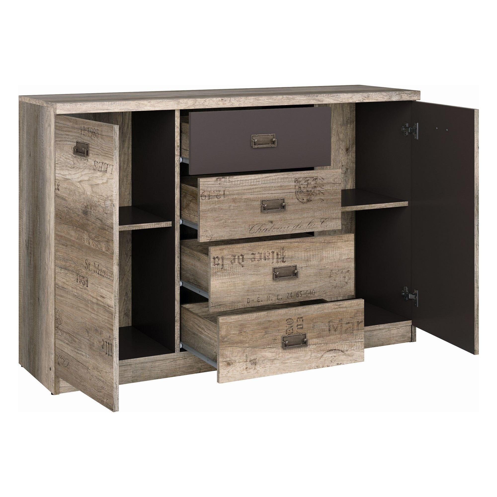 Comoda BERGEN OCN-29669, stejar canyon/gri inchis