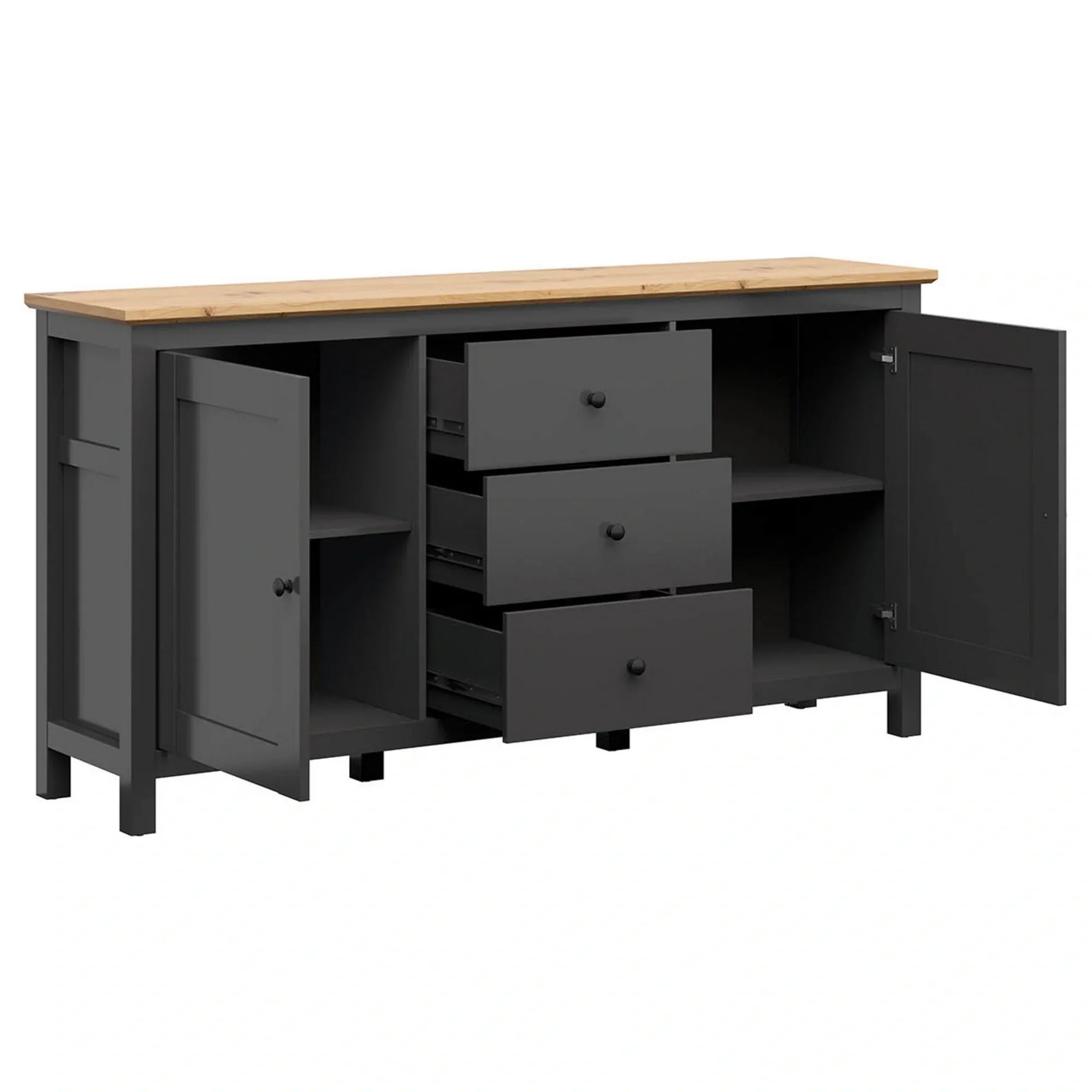 Comoda BERGEN OCN-29717, gri grafit/stejar artisan