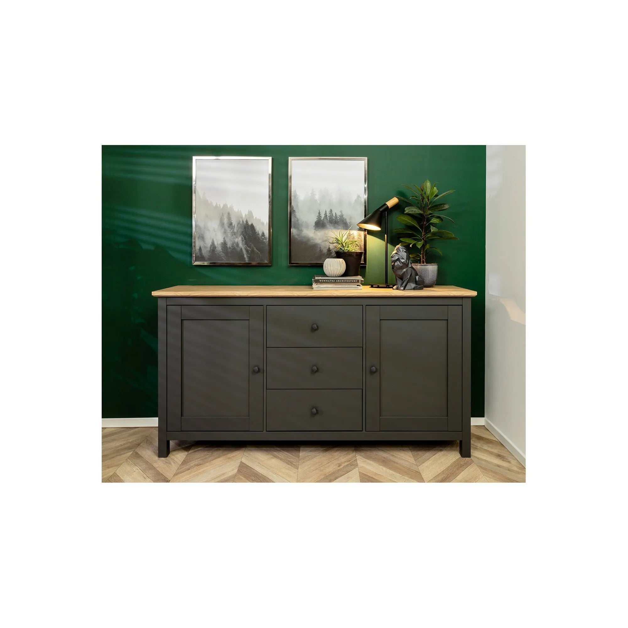 Comoda BERGEN OCN-29717, gri grafit/stejar artisan