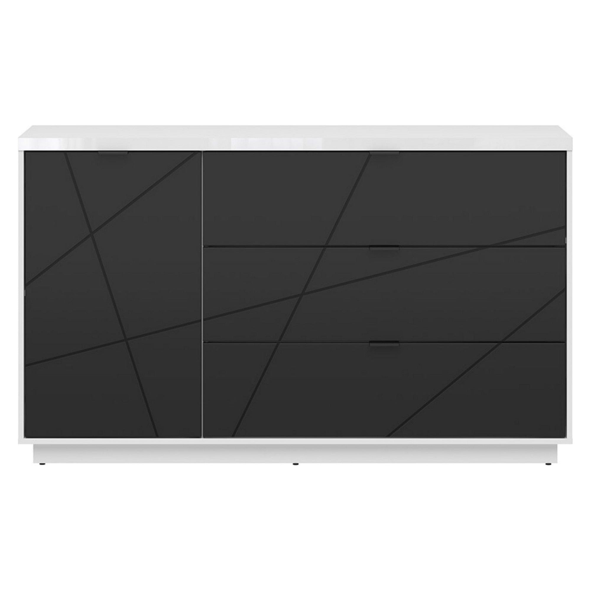 Comoda BERGEN OCN-29719, alb lucios/negru mat