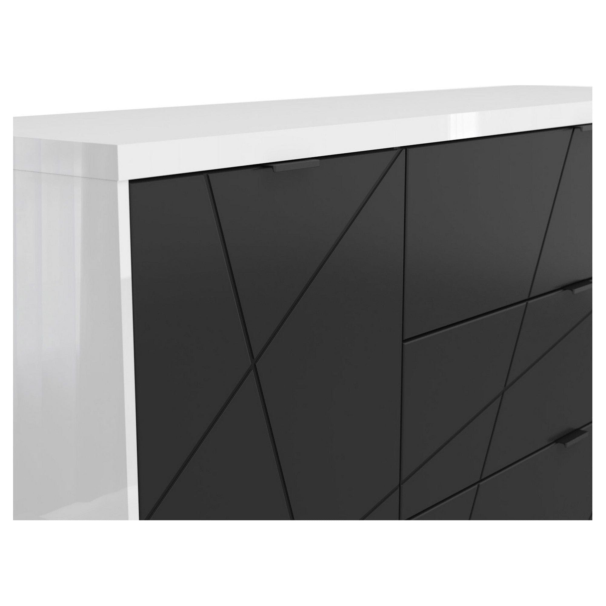 Comoda BERGEN OCN-29719, alb lucios/negru mat