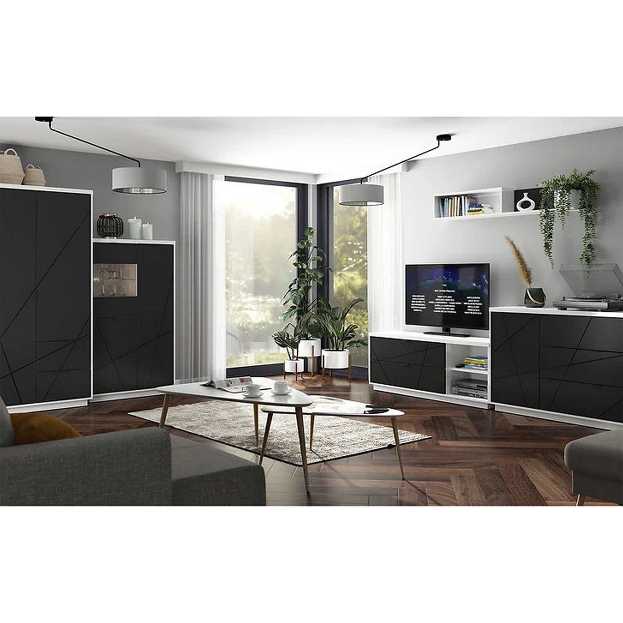 Comoda BERGEN OCN-29719, alb lucios/negru mat