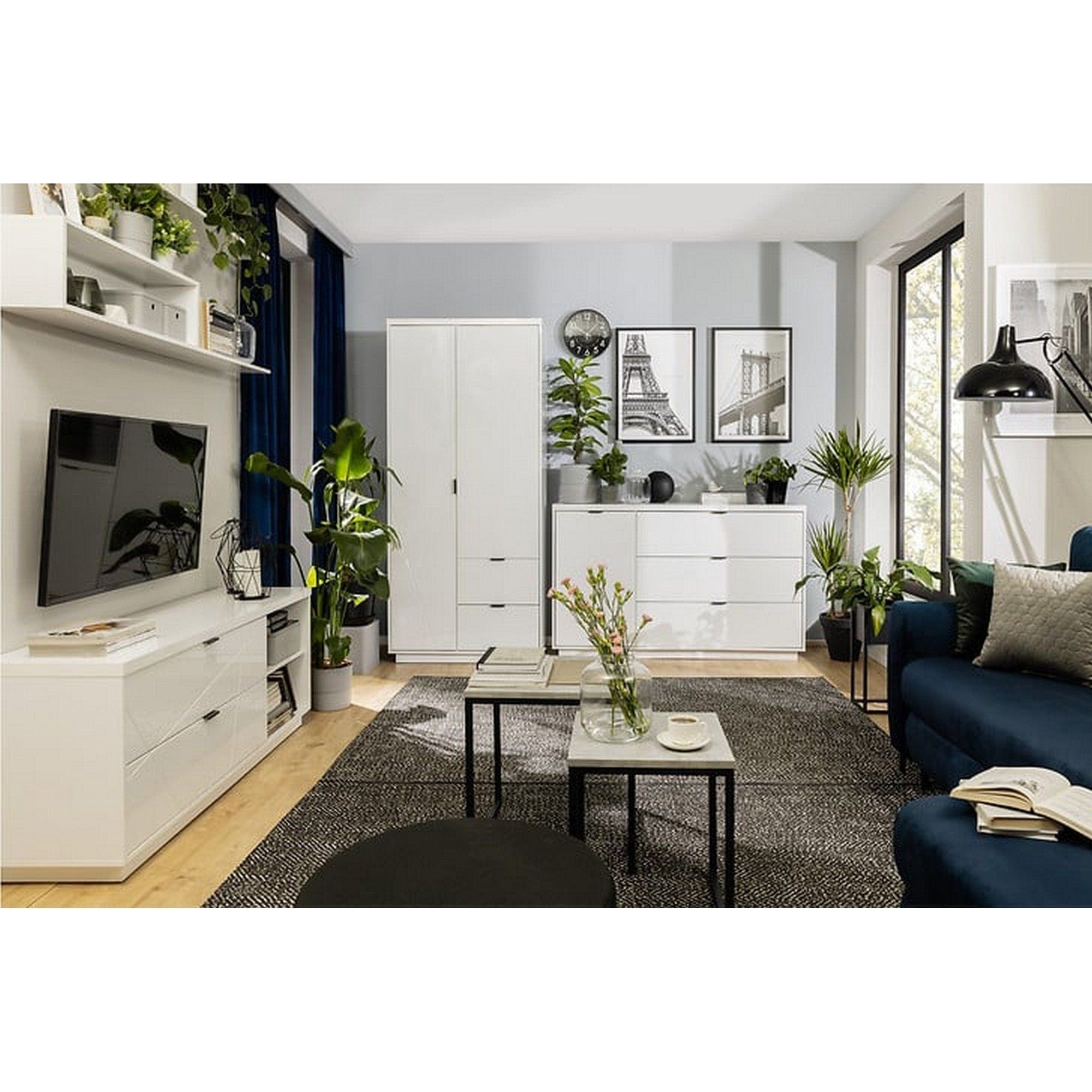 Comoda BERGEN OCN-29720, alb lucios