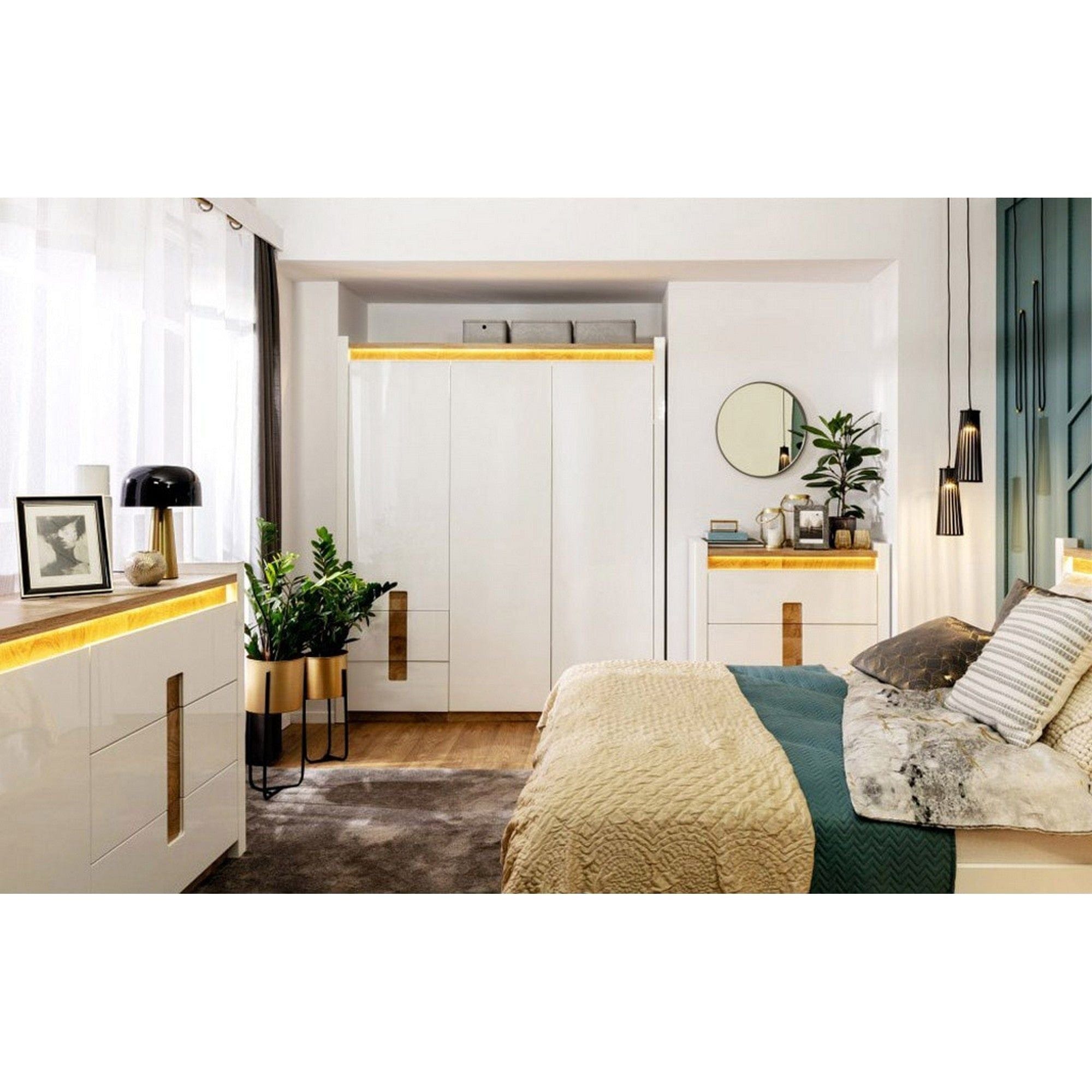 Comoda BERGEN OCN-29723, alb/stejar