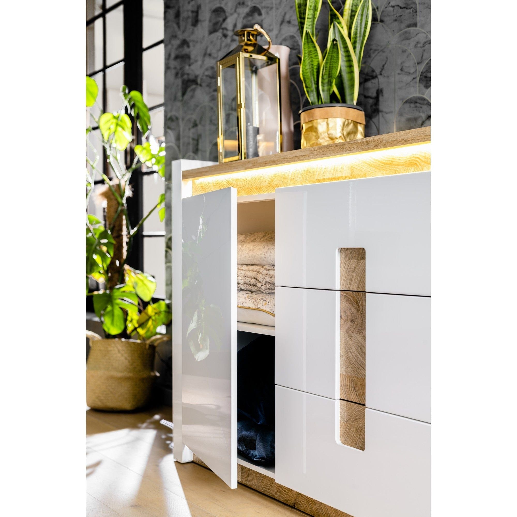 Comoda BERGEN OCN-29725, alb/stejar