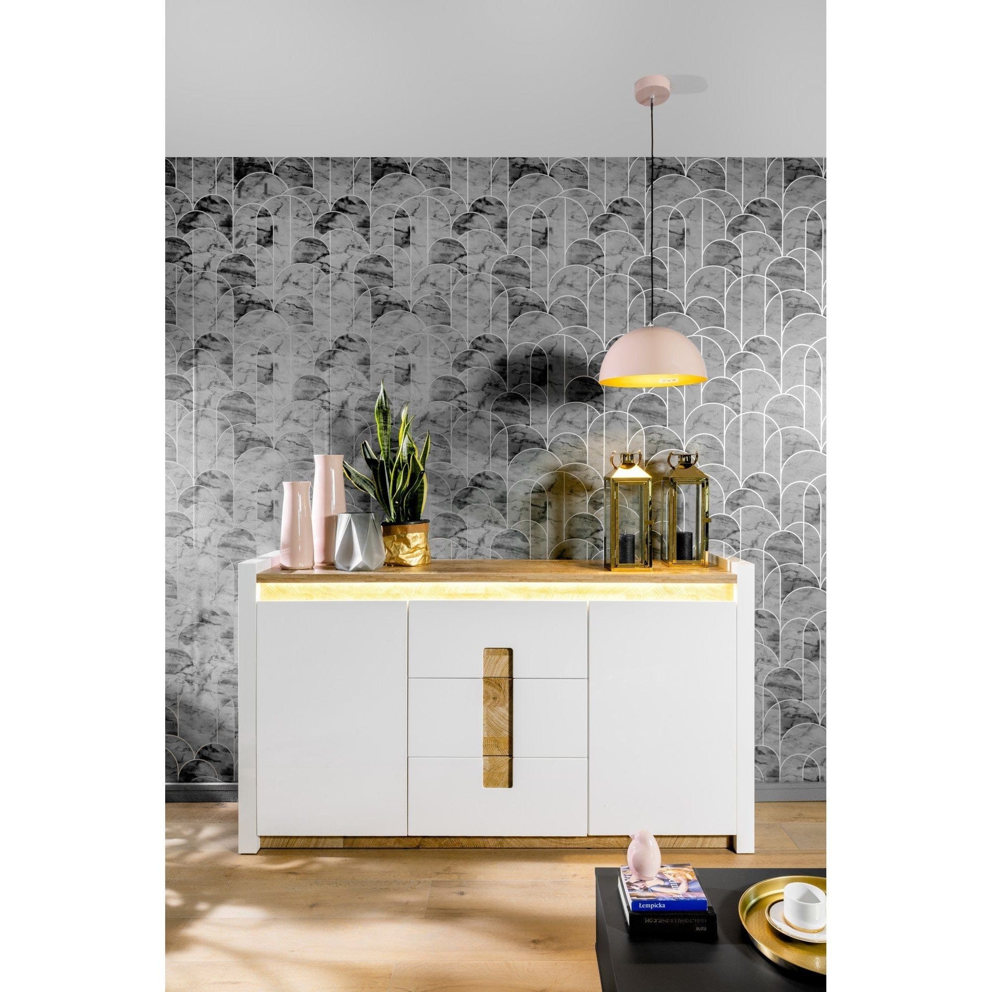 Comoda BERGEN OCN-29725, alb/stejar