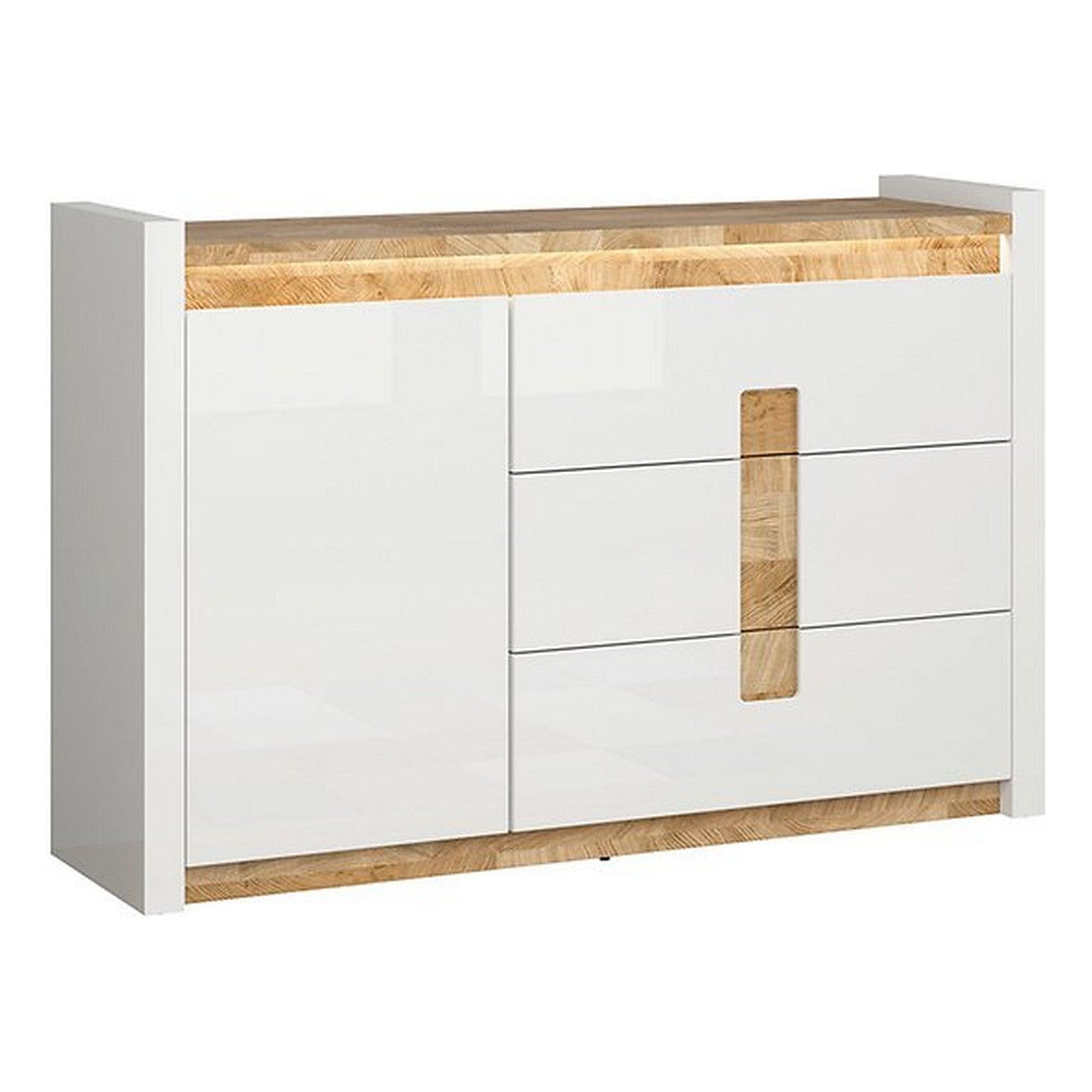 Comoda BERGEN OCN-29729, alb lucios/stejar