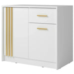 Comoda CANADA CY25, PAL laminat, alb/auriu, 102×42×94 cm