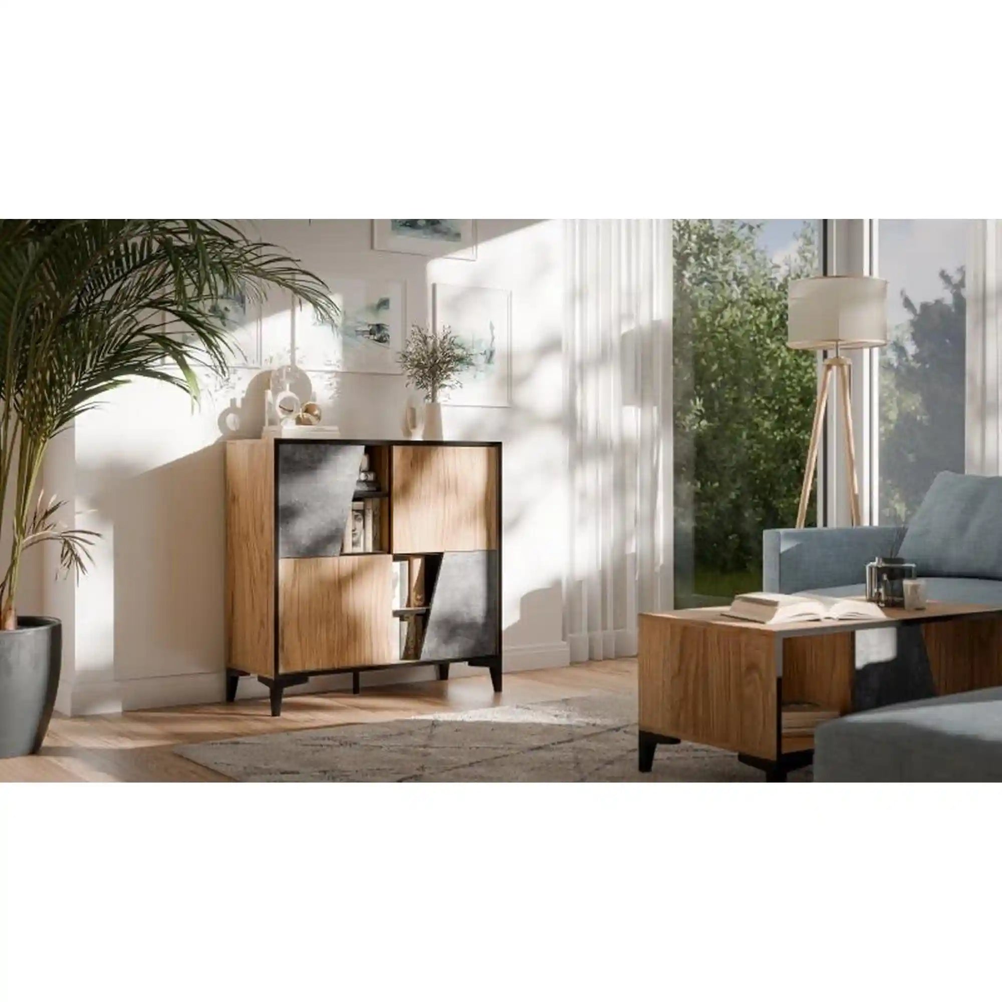 Comoda HOUSTON OCN-38003, stejar/gri beton