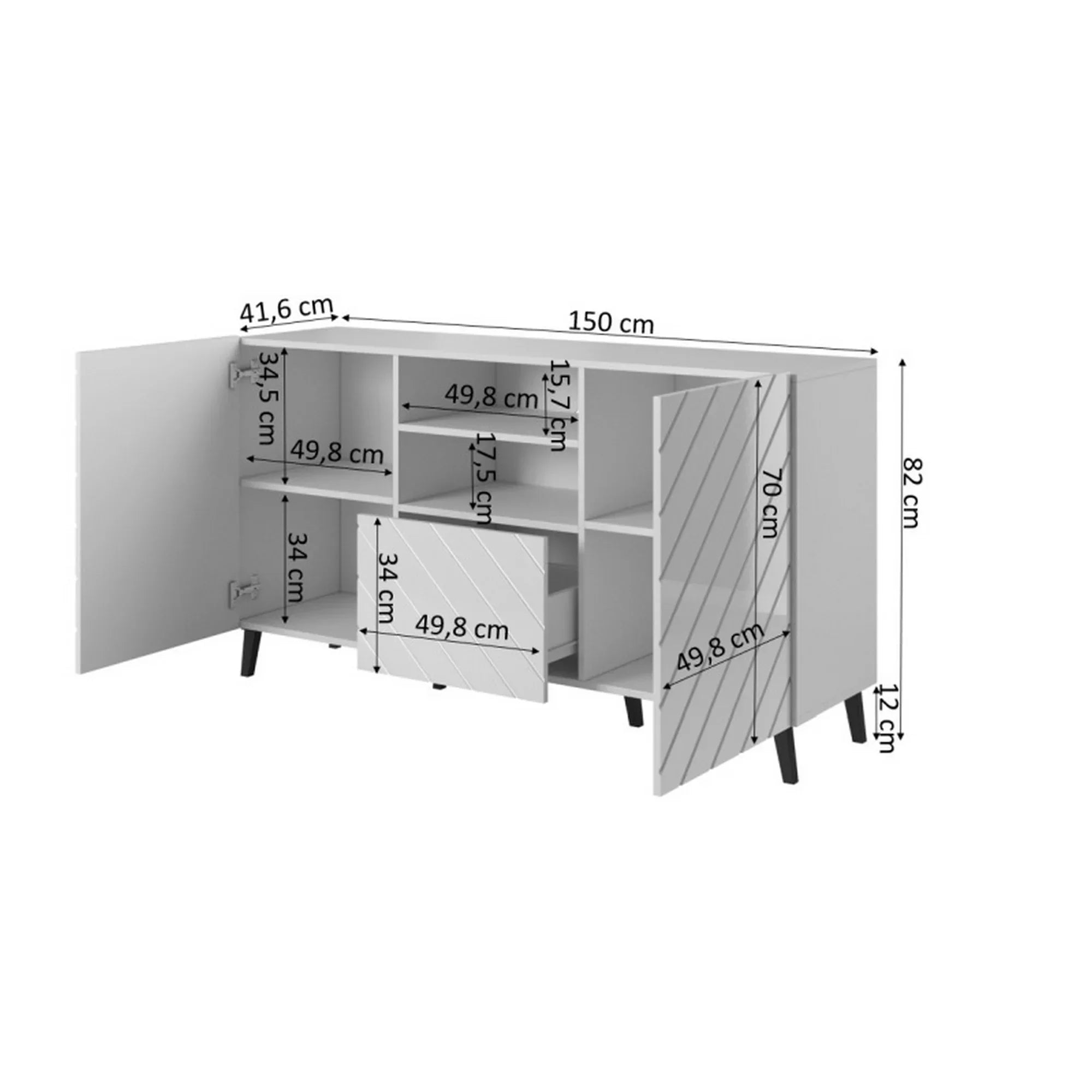 Comoda HOUSTON OCN-38081, alb/negru