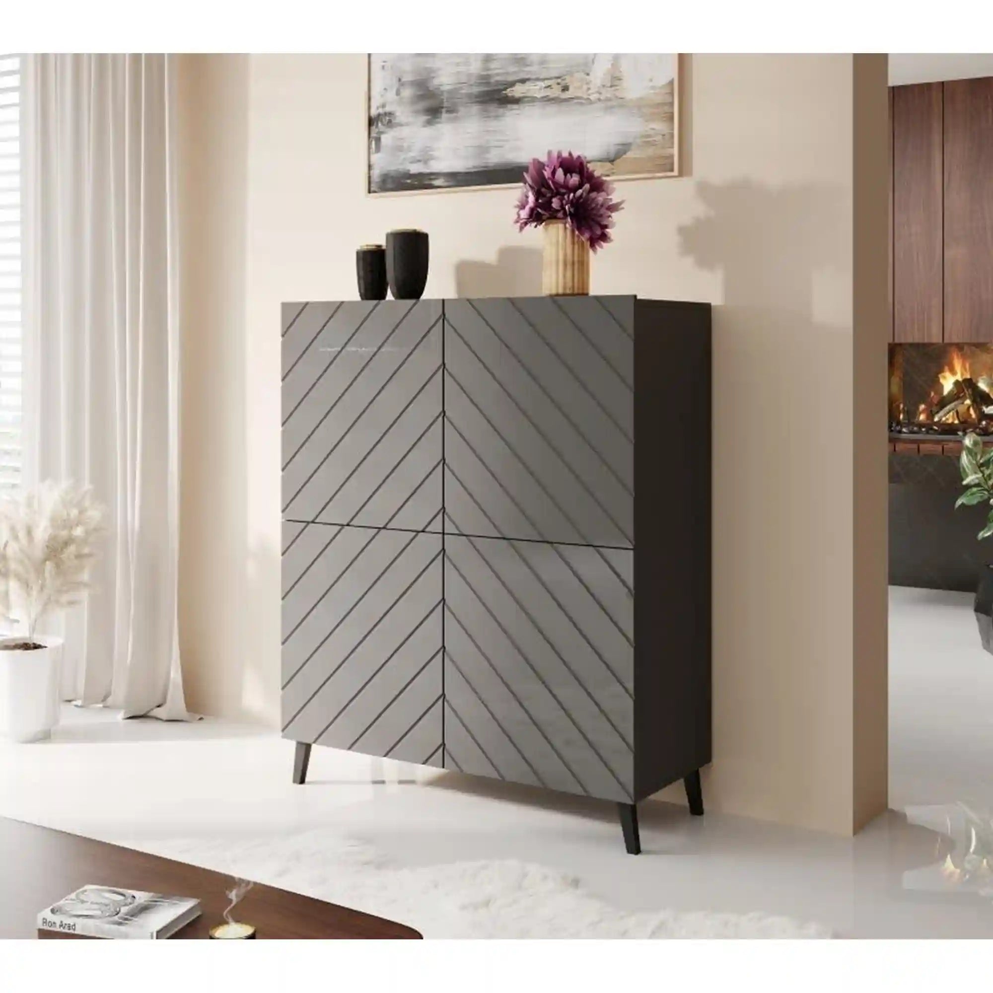 Comoda HOUSTON OCN-38106, gri grafit/negru