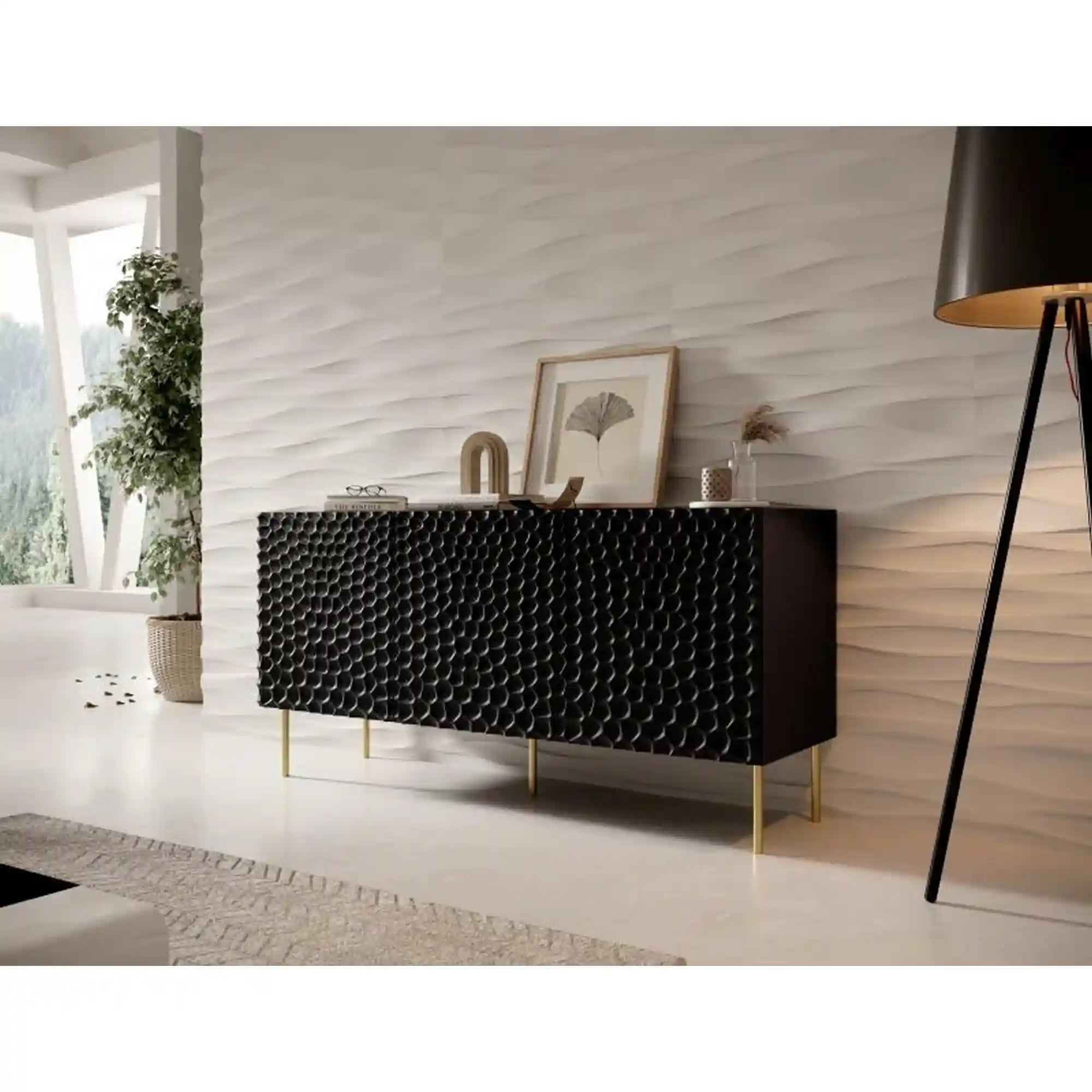 Comoda HOUSTON OCN-38114, negru/auriu