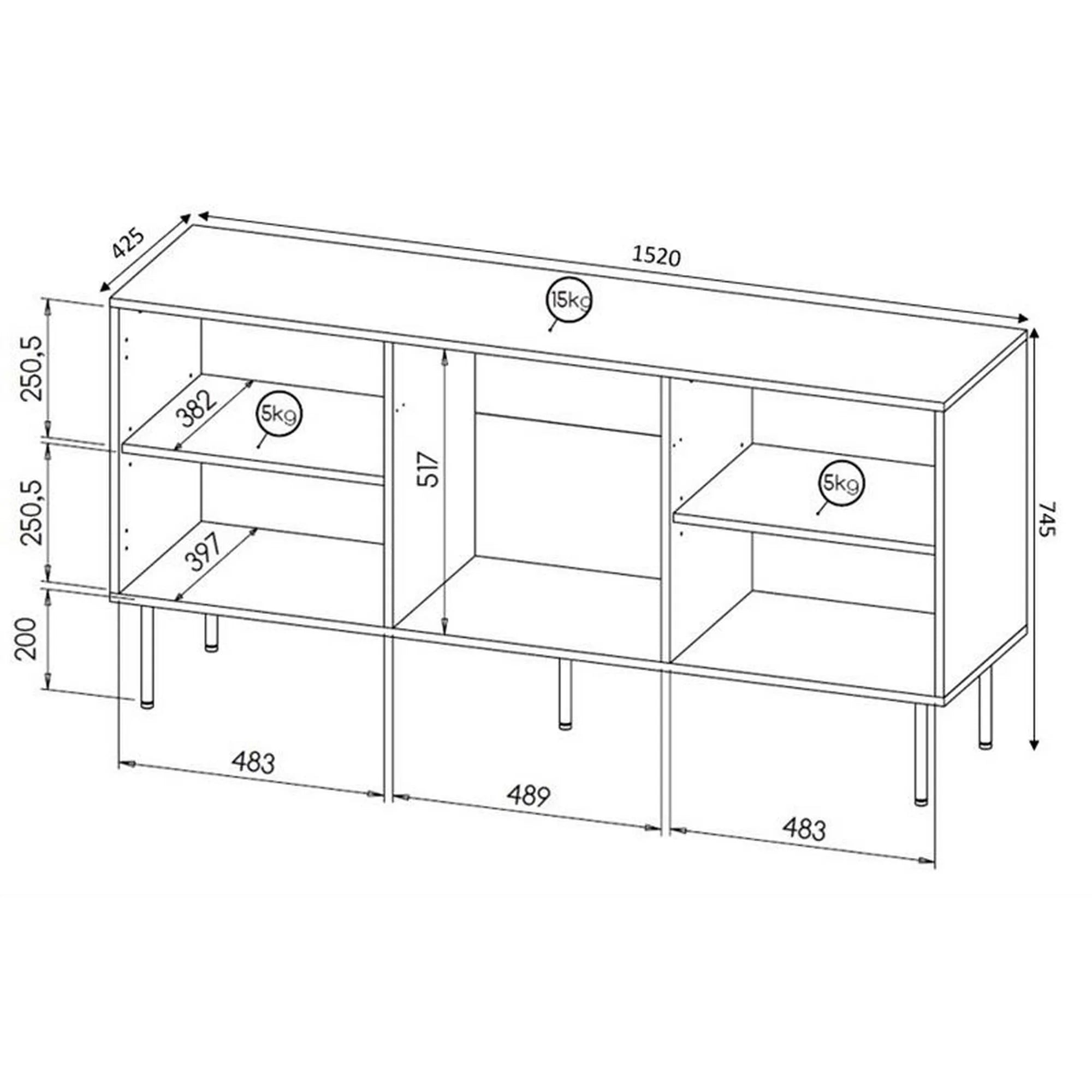Comoda HOUSTON OCN-38114, negru/auriu