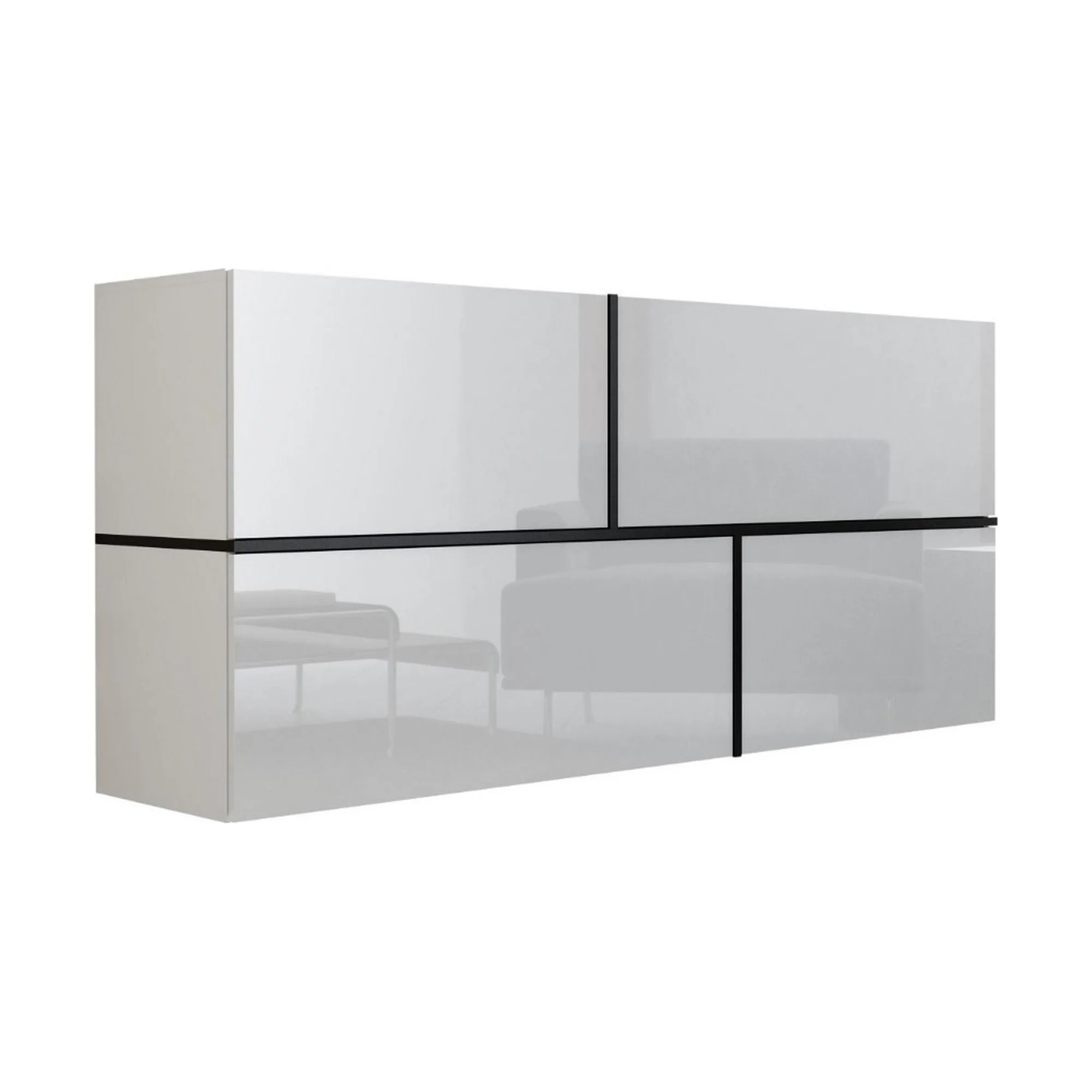 Comoda HOUSTON OCN-38127, alb/alb lucios/negru