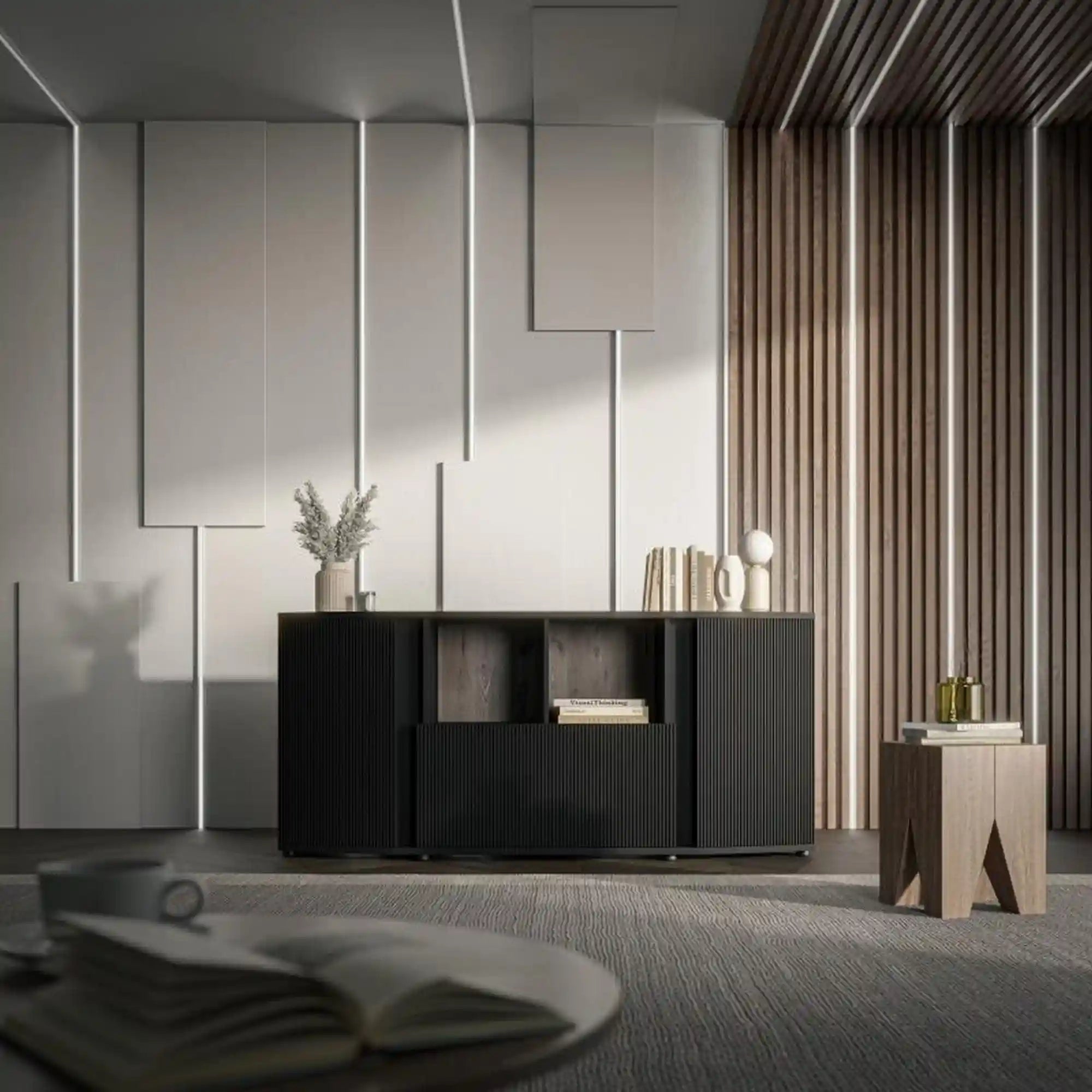 Comoda HOUSTON OCN-38146, negru/stejar