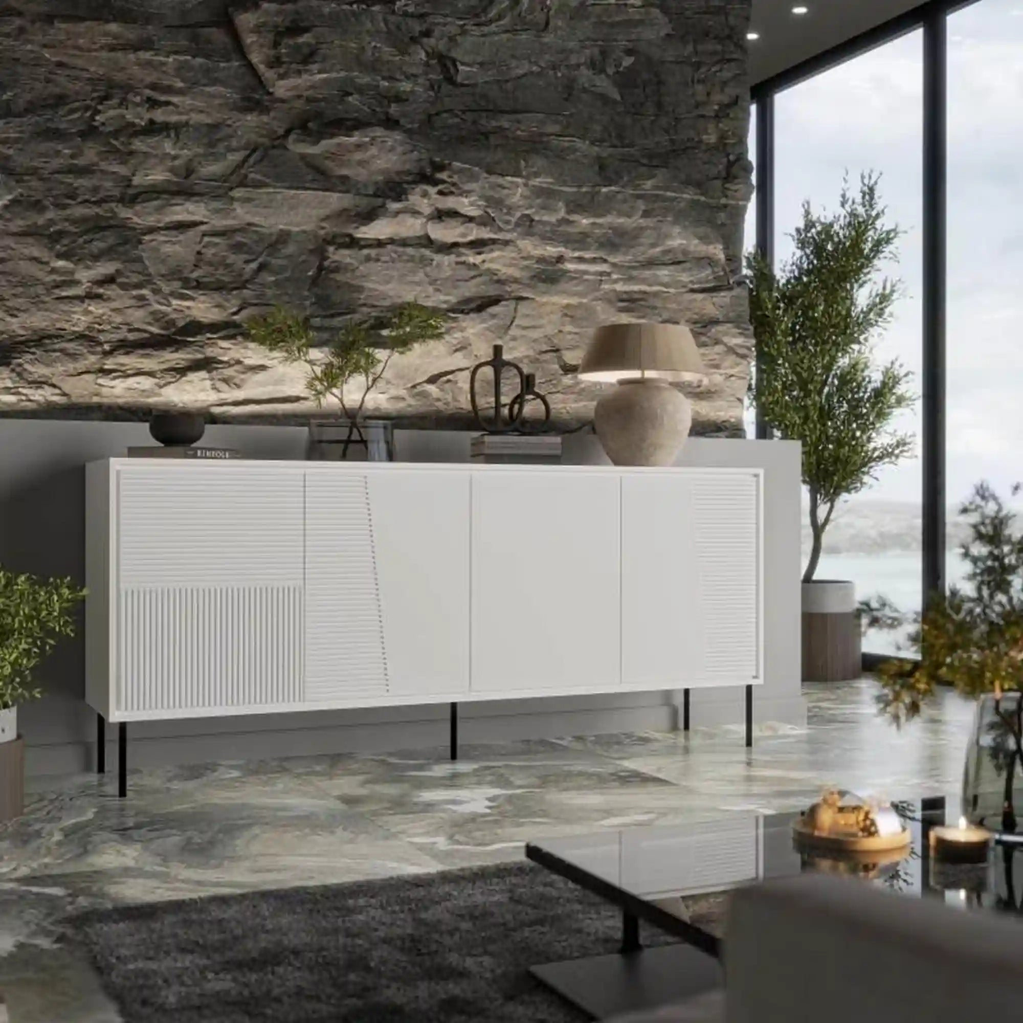 Comoda HOUSTON OCN-38148, alb/negru