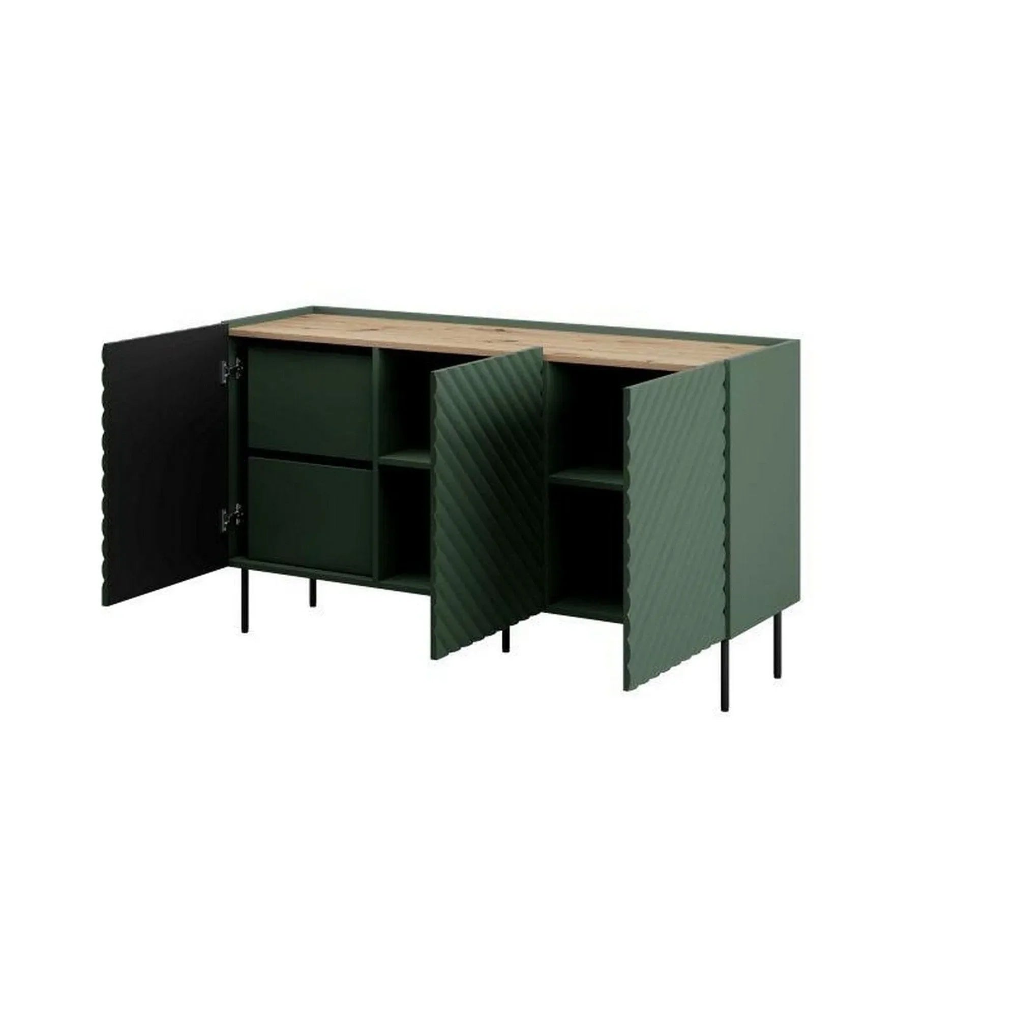 Comoda HOUSTON OCN-38149, verde inchis/stejar