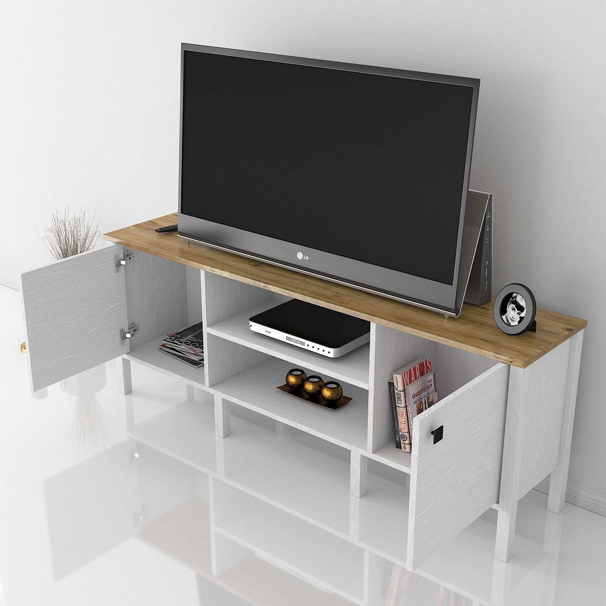 Comoda TV AMSTERDAM OCN-34183, stejar/alb