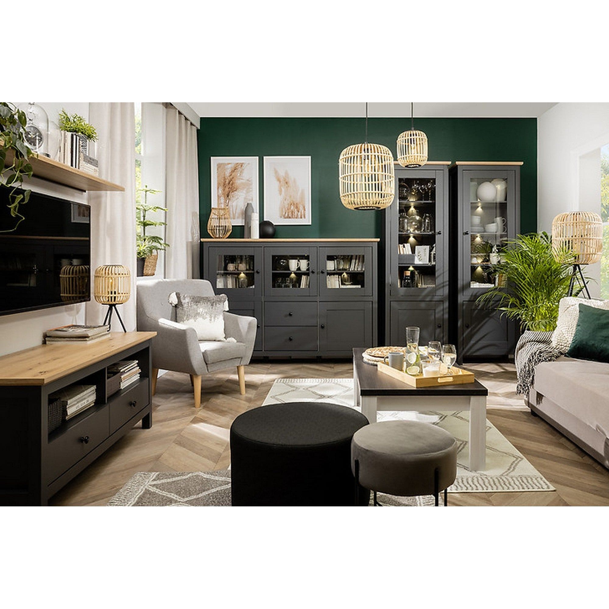 Comoda TV BERGEN OCN-29667, gri grafit/stejar artisan