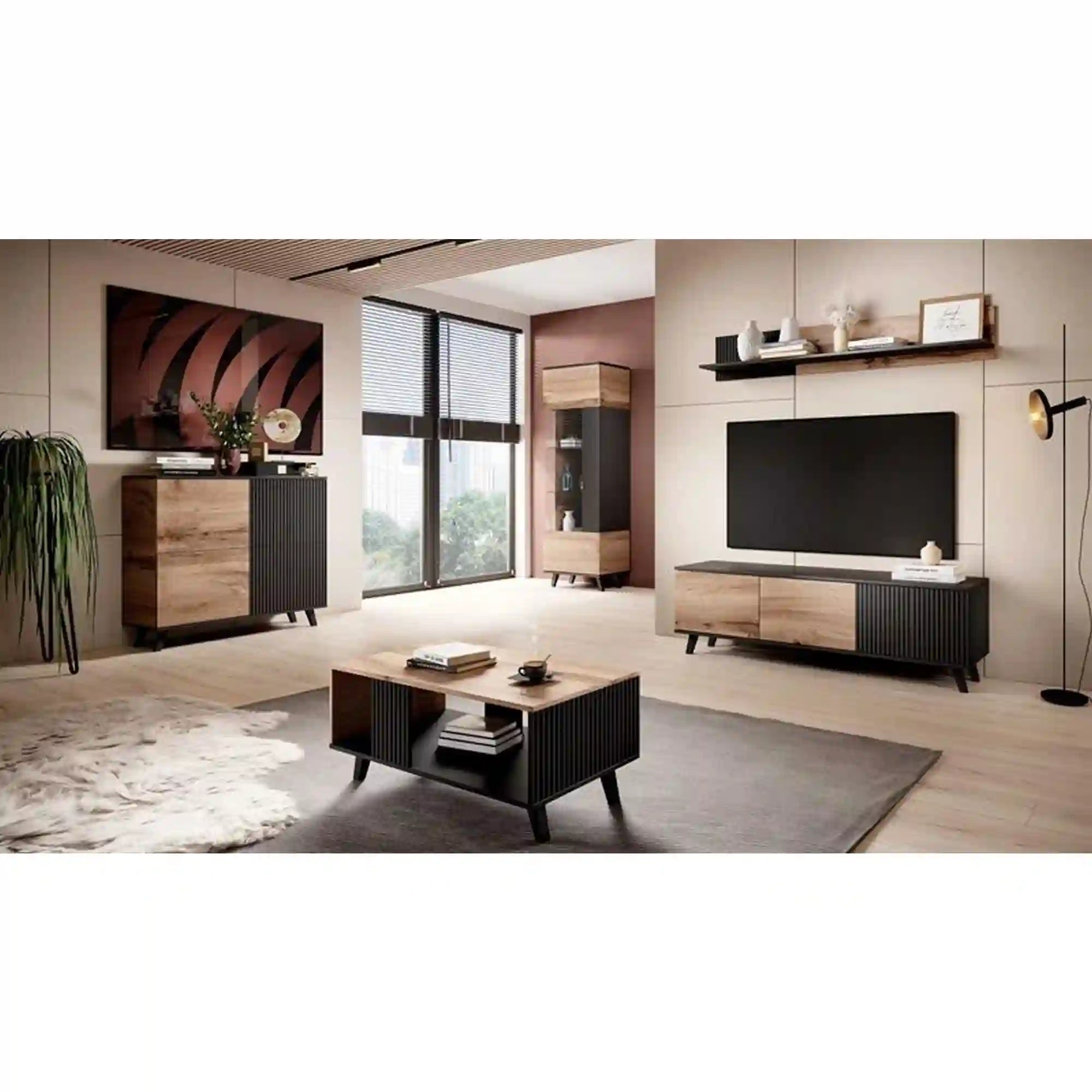 Comoda TV HOUSTON OCN-37971, stejar wotan/negru