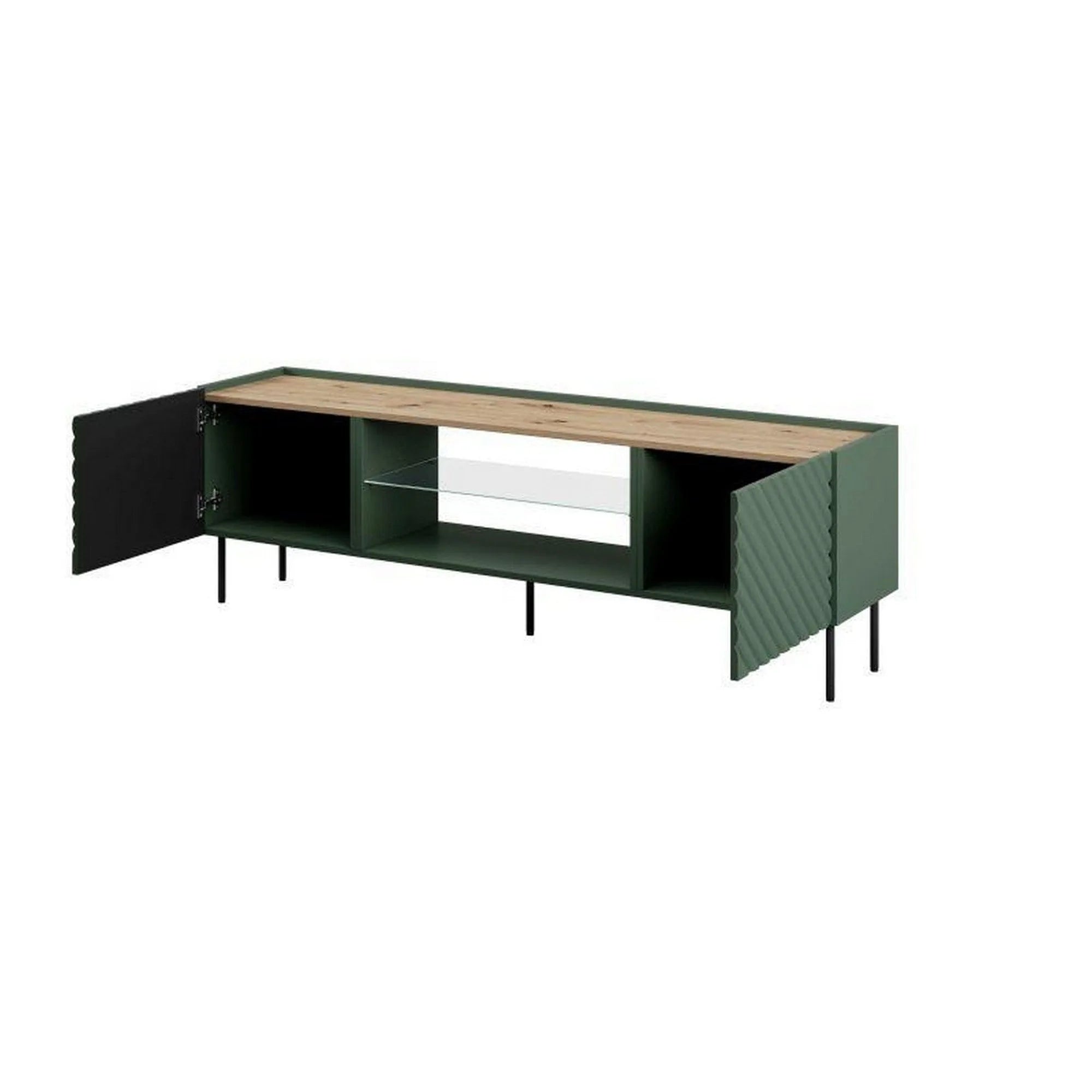 Comoda TV HOUSTON OCN-38045, verde inchis/stejar