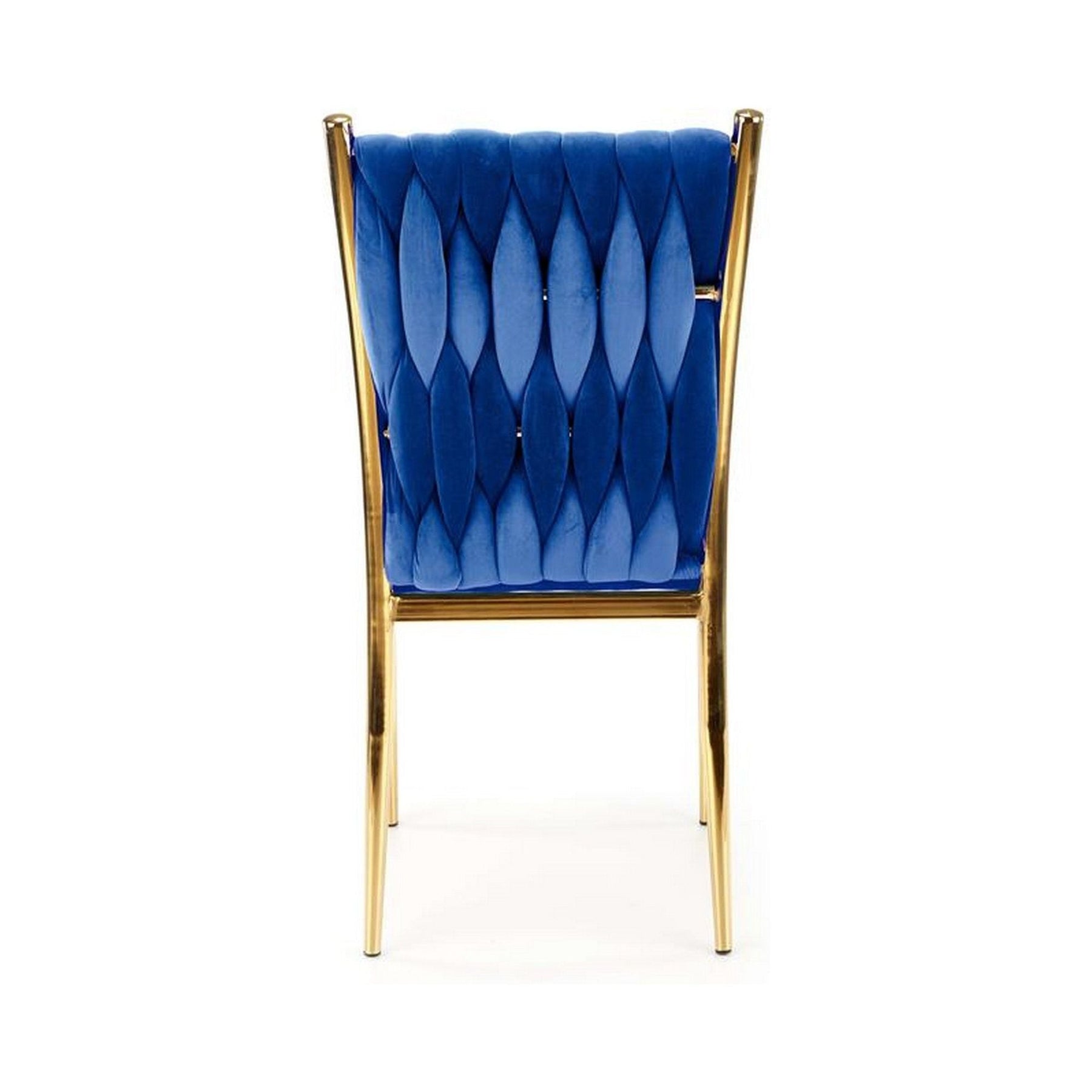 Scaun K436, albastru/auriu, stofa catifelata, 48x55x94 cm