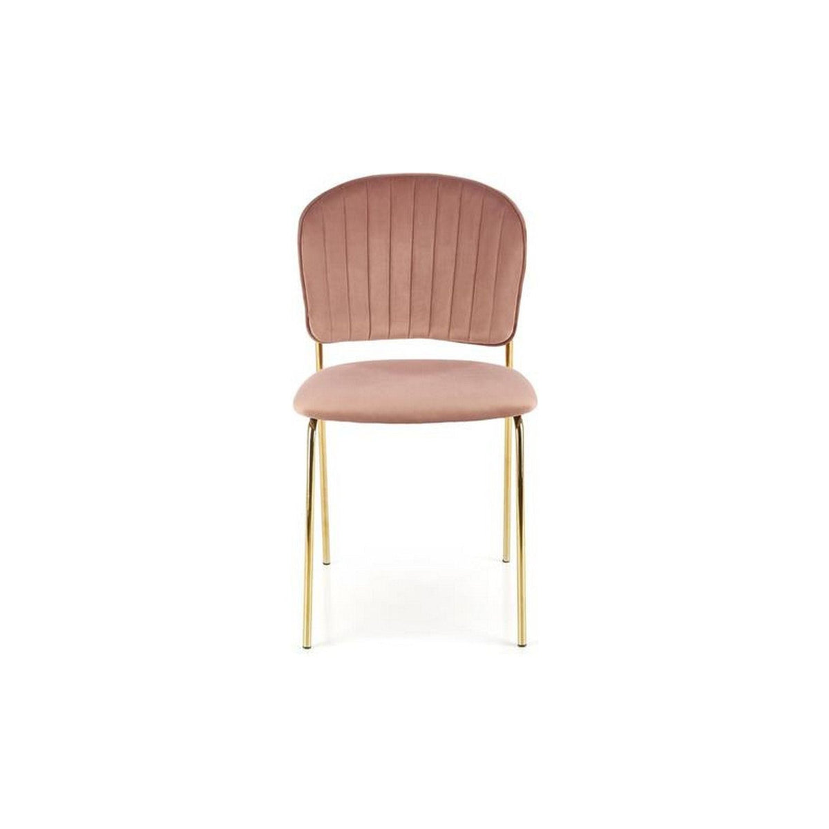 Scaun tapitat K499, roz/auriu, stofa catifelata, 47x56x85 cm